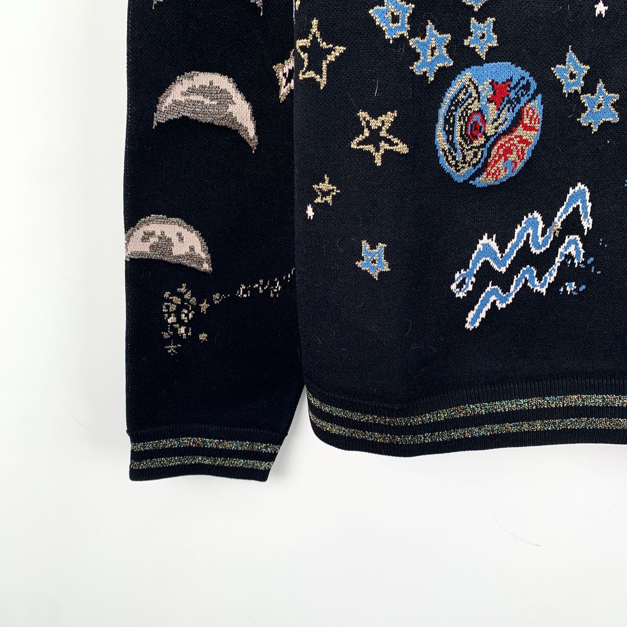 Valentino Valentino Black Cosmic Starry Sky Inlaid Round-Neck Long-Sle Size M / US 6-8 / IT 42-44 - 4 Thumbnail