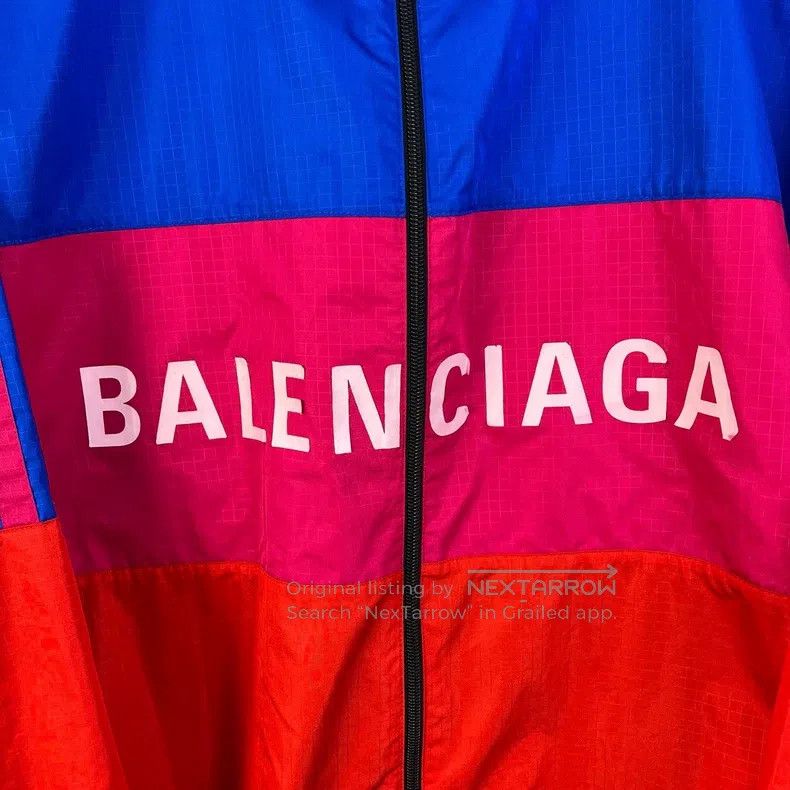 Balenciaga Balenciaga Red, Blue, and Pink Patchwork Big Logo Windbrea Size XXS / US 00 / IT 34 - 5 Thumbnail