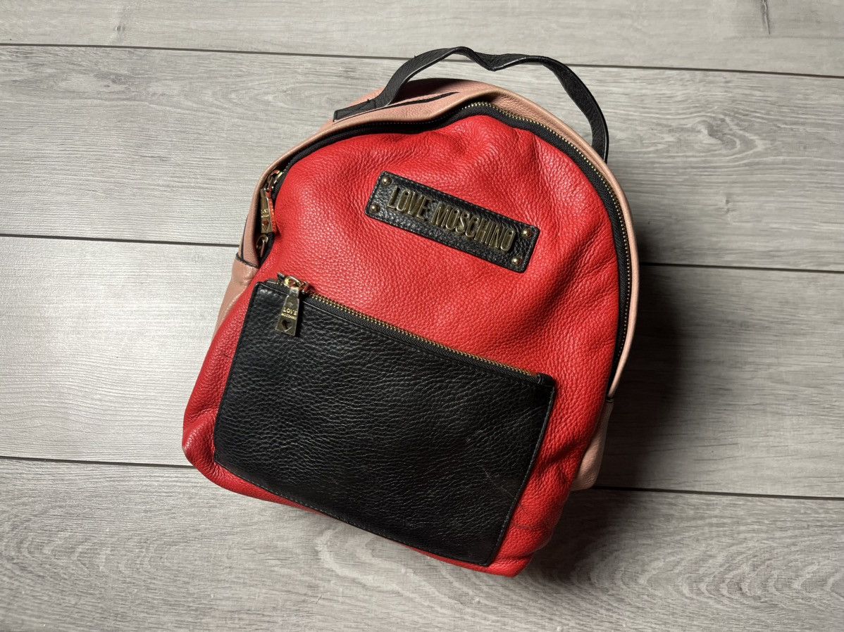 Love Moschino Love Moschino Backpack Genuine Leather RARE Black/Red Size ONE SIZE - 1 Thumbnail
