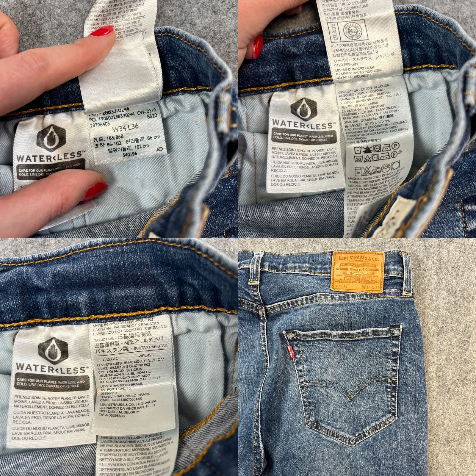 Levi's Levi's 512 Jeans Slim Skinny 34 34 Blue Mid Wash Fades Whiskers Stretch Denim Male Mens Size US 34 / EU 50 - 8 Thumbnail