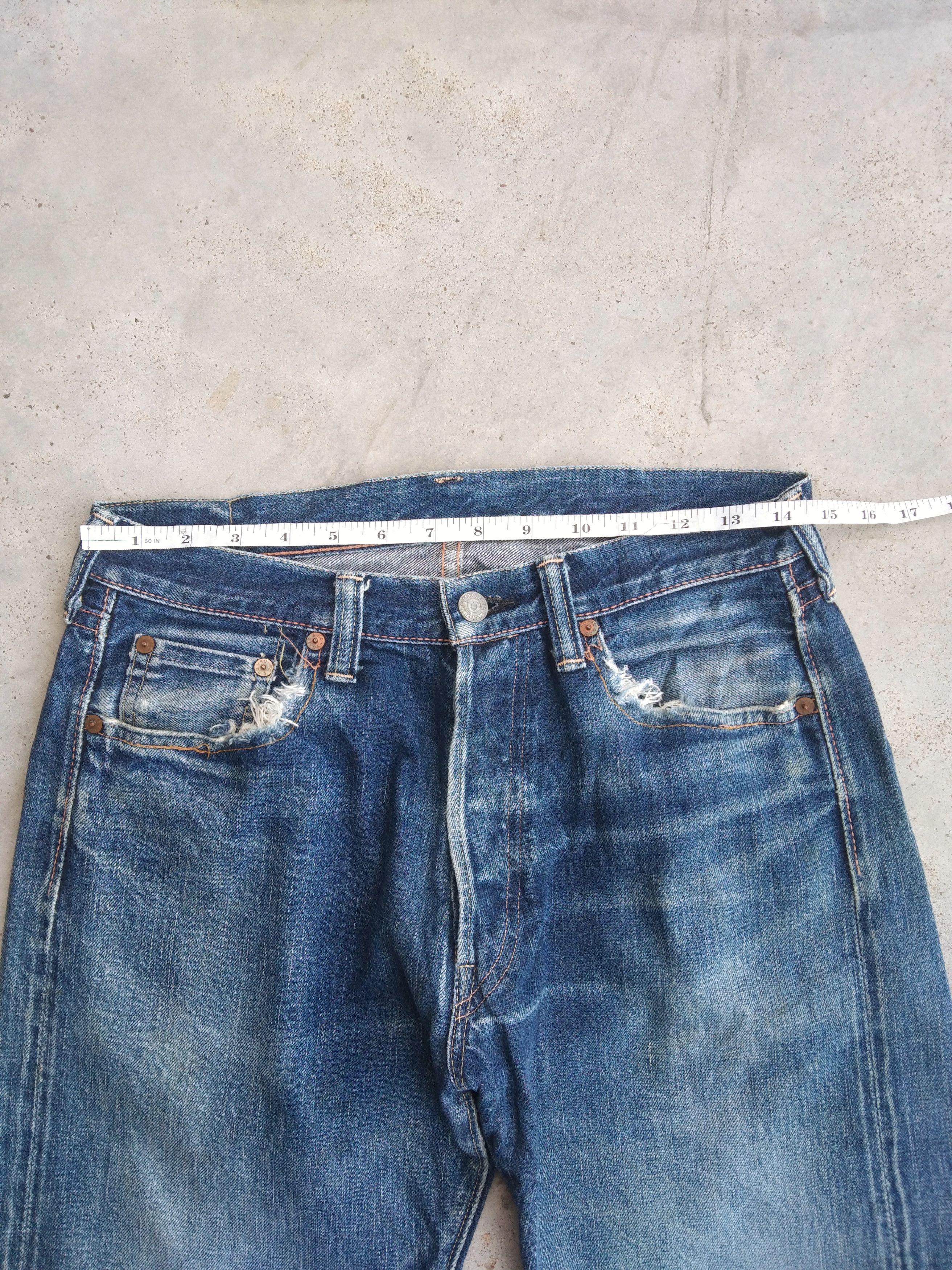 Full Count & Co. Vintage Full Count Selvedge Distressed Redline Jeans 29x31 Size US 29 - 15 Thumbnail