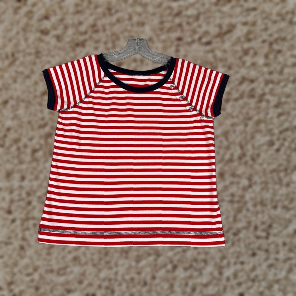 Vintage Embellished Stars Shirt Women XL Red Striped Crew Neck Short Sleeve Cotton Sports Womens Size XL / US 12-14 / IT 48-50 - 1 Thumbnail