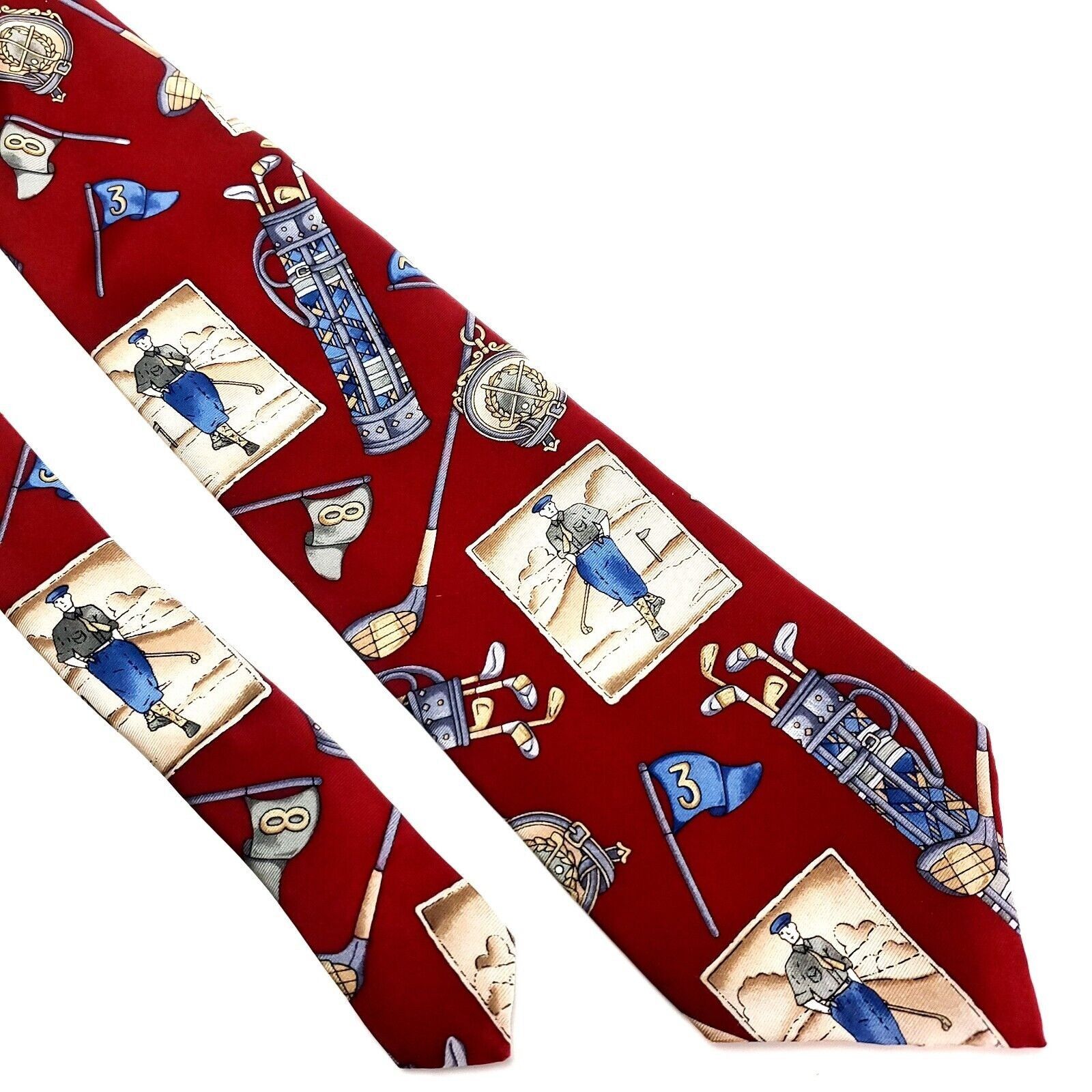 Oscar De La Renta Oscar De La Renta Silk Tie Print Red Golf Novelty Short Wide Size ONE SIZE - 1 Thumbnail