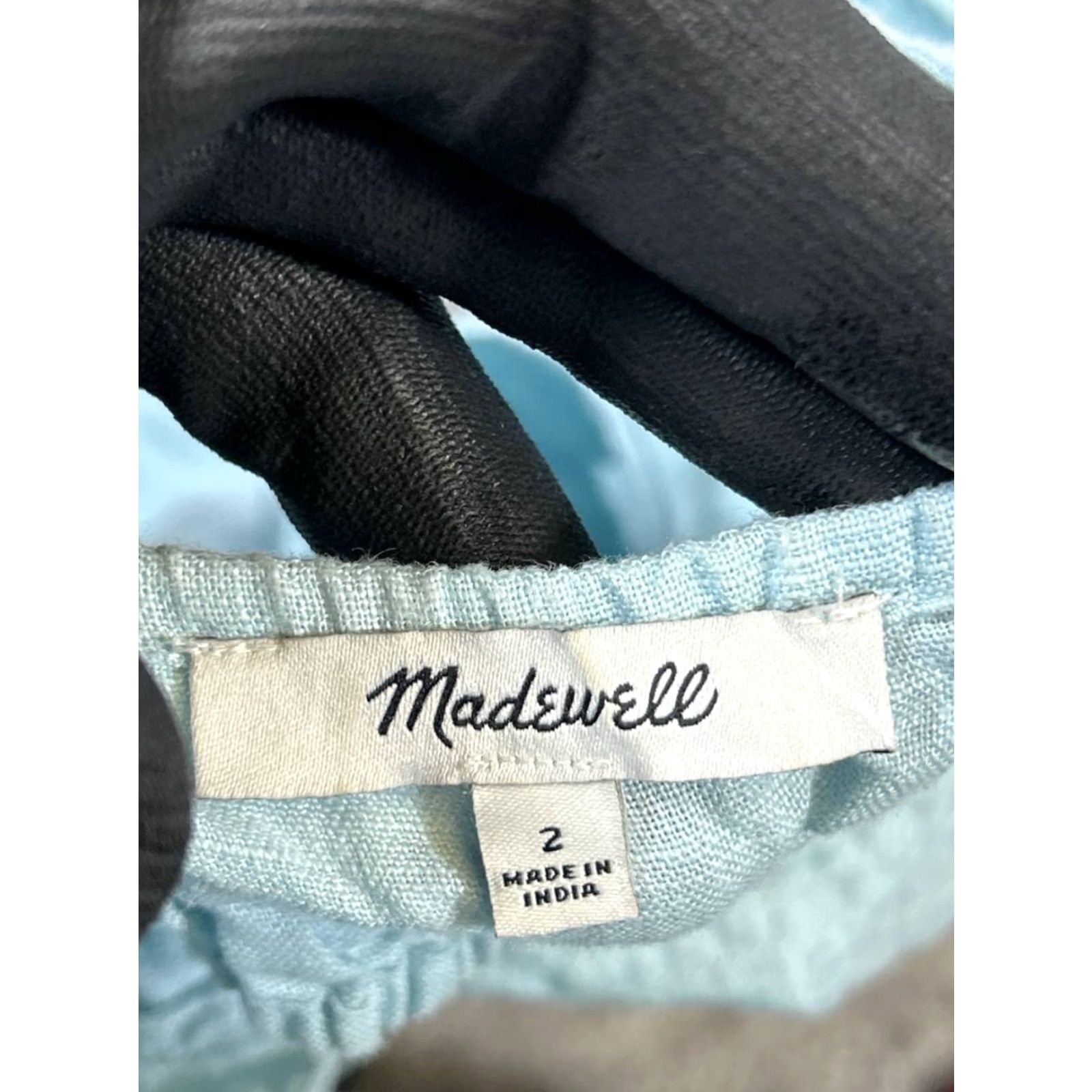 Madewell Madewell Dress Blouson Shirt Womens 2 Blue Linen Short Sleeve Square Neck Pullover Casual Spring Summer Mar 2 Womens Size XS / US 0-2 / IT 36-38 - 3 Thumbnail