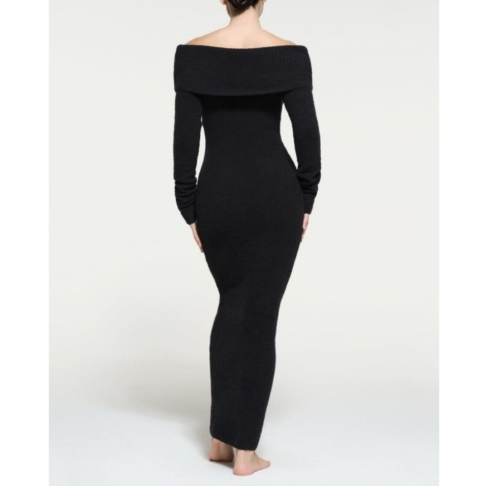 SKIMS NWT SKIMS Cozy Knit Off the Shoulder Dress XL Onyx Size XL / US 12-14 / IT 48-50 - 2 Thumbnail