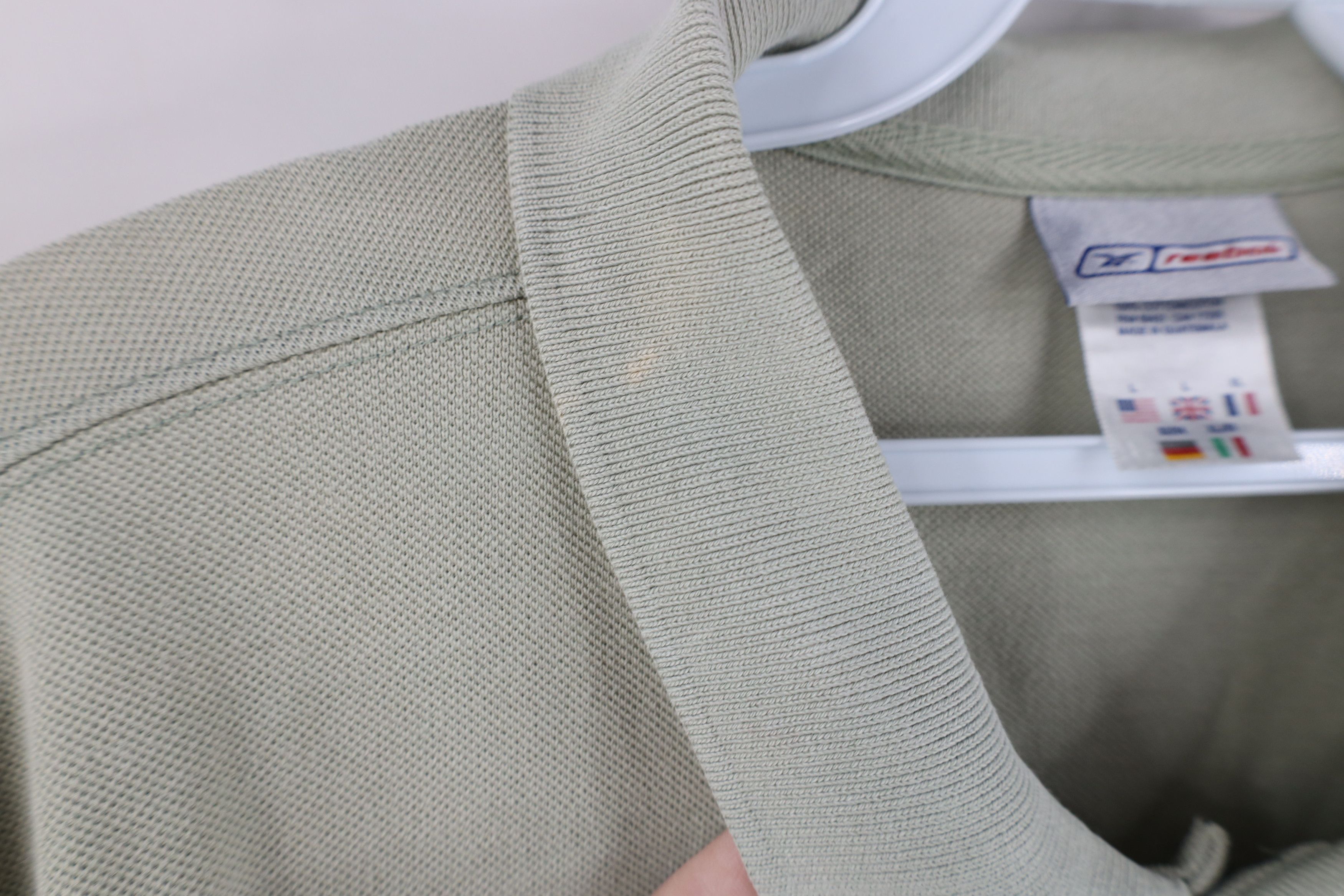 Reebok × Vintage Vintage 90s Reebok Spell Out Collared Polo Shirt Green Size US L / EU 52-54 / 3 - 6 Thumbnail