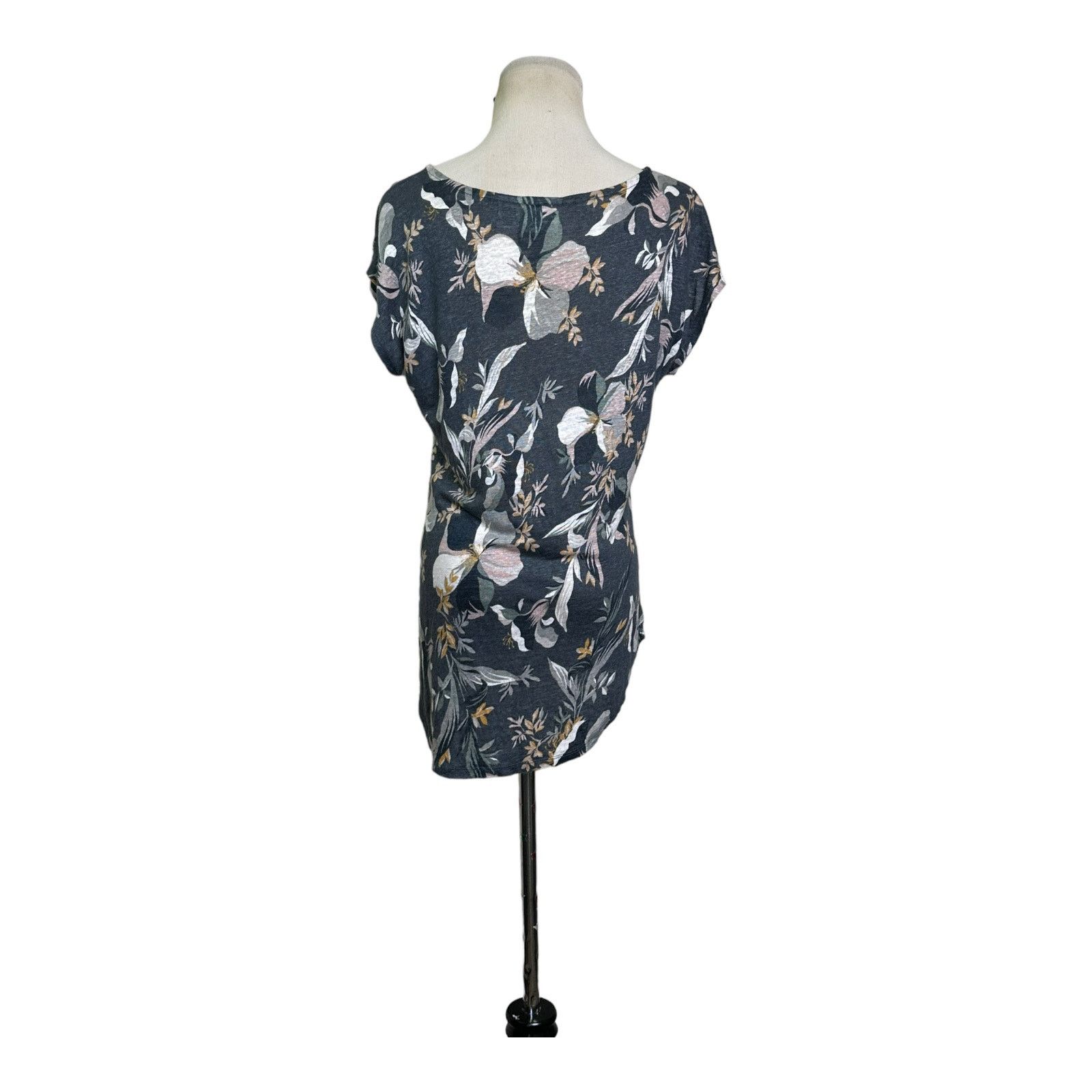 Rachel Zoe Rachel Zoe gray floral linen short sleeves top size L Size L / US 10 / IT 46 - 5 Thumbnail