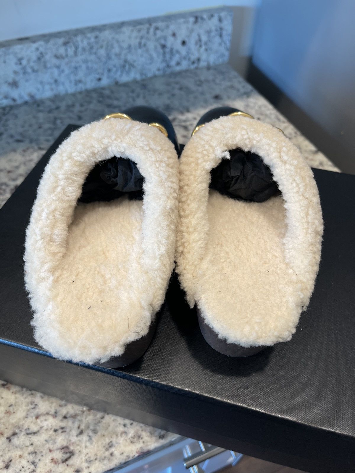 Yves Saint Laurent Saint Laurent Black Fur Clogs Size US 6 / IT 36 - 2 Thumbnail