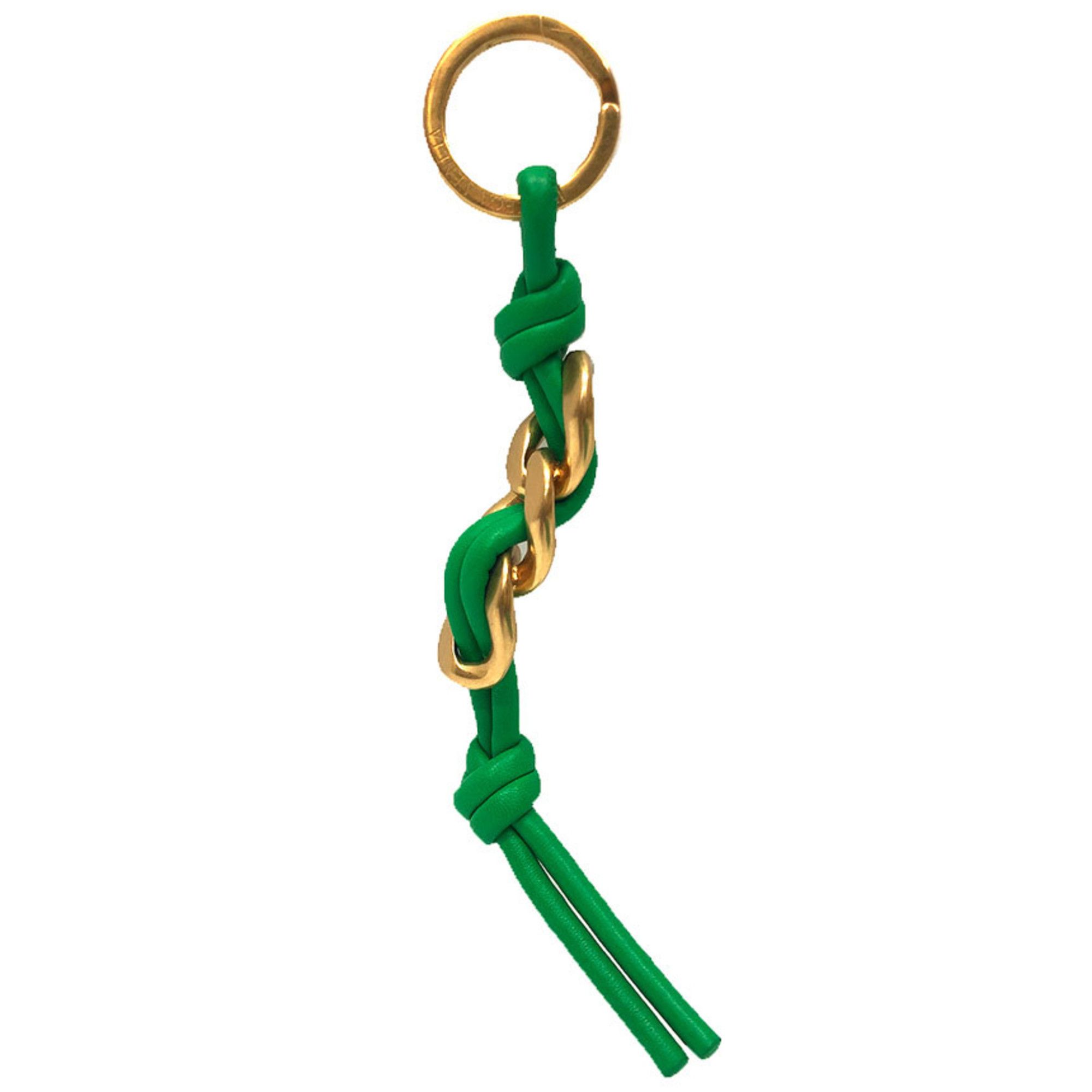 Bottega Veneta BOTTEGA VENETA Knot Keychain Key Ring 666884 VCP30 Green and Gold Leather Bottega Veneta Size ONE SIZE - 1 Thumbnail