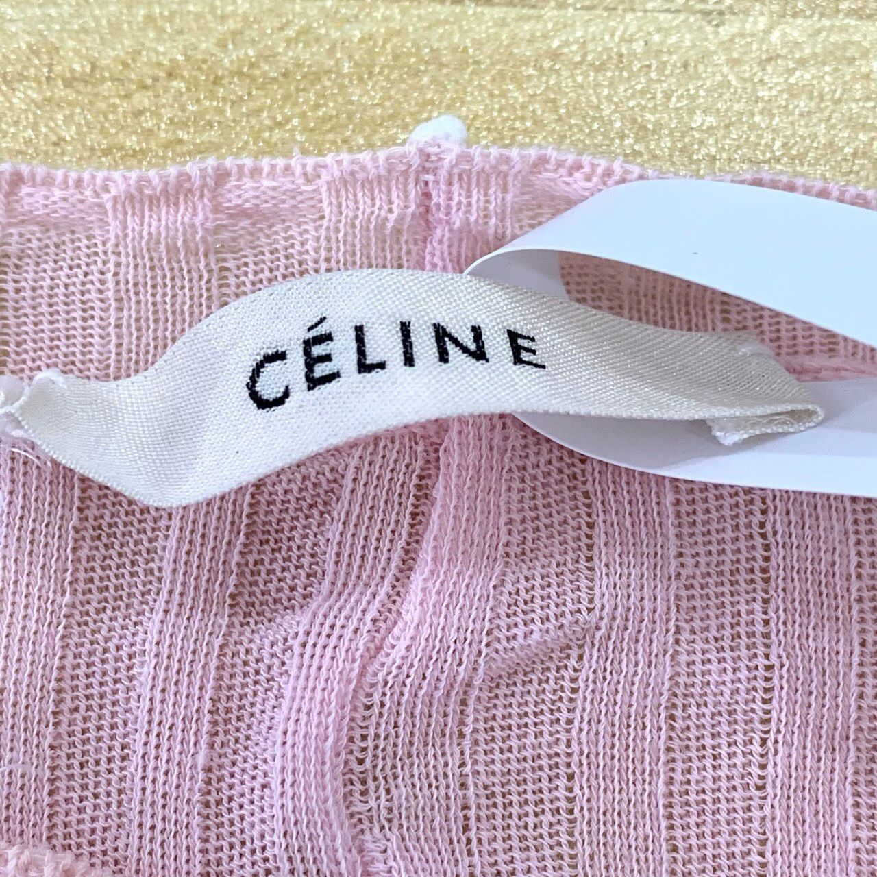 Celine Celine Pink Ribbed Long Sleeve Knit Top With Contrast Trim X Size XS / US 0-2 / IT 36-38 - 2 Thumbnail