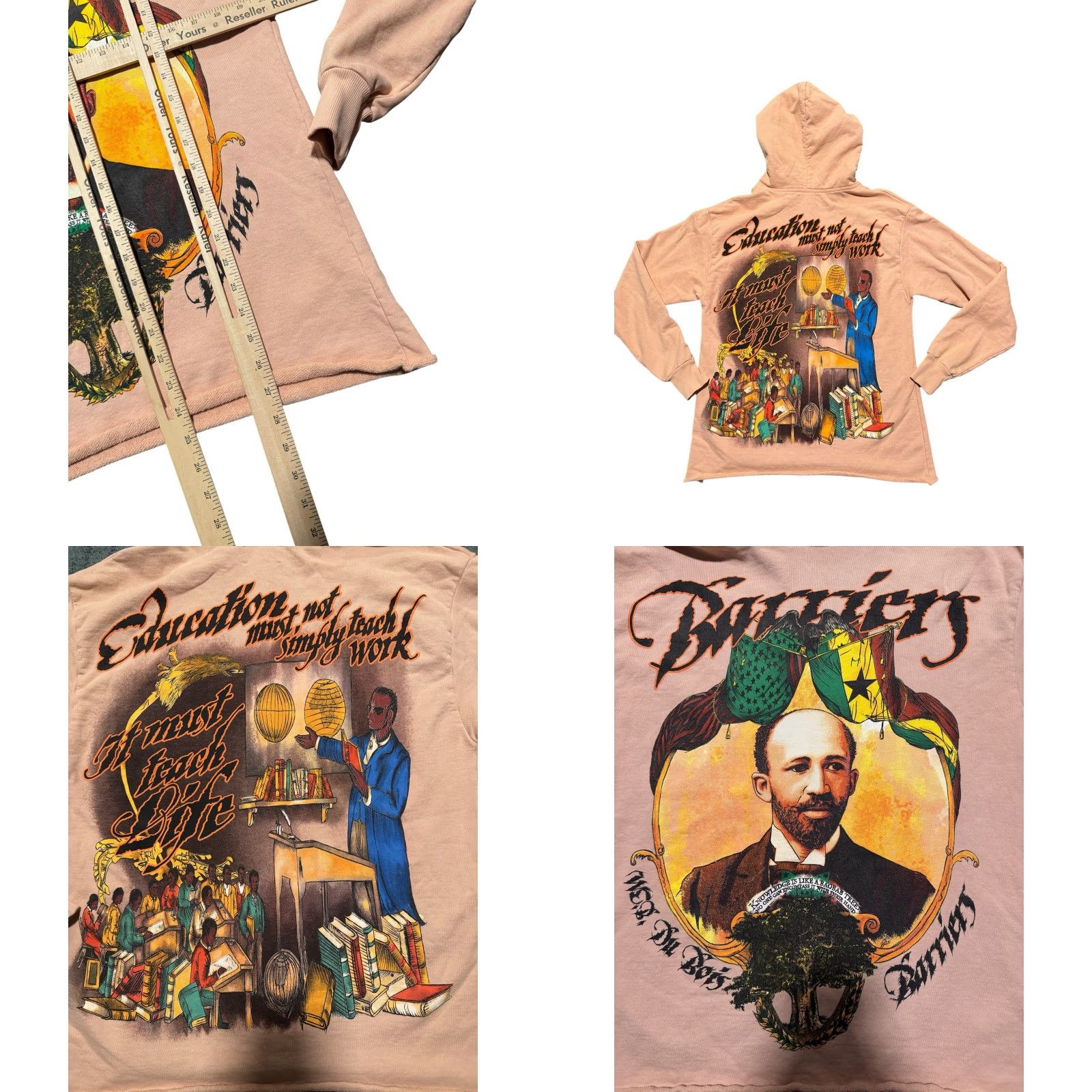 Vintage Barriers Worldwide W.E.B. Du Bois Hoodie Peach Tan Longsleeve Cropped Size M HTF Size US M / EU 48-50 / 2 - 9 Thumbnail