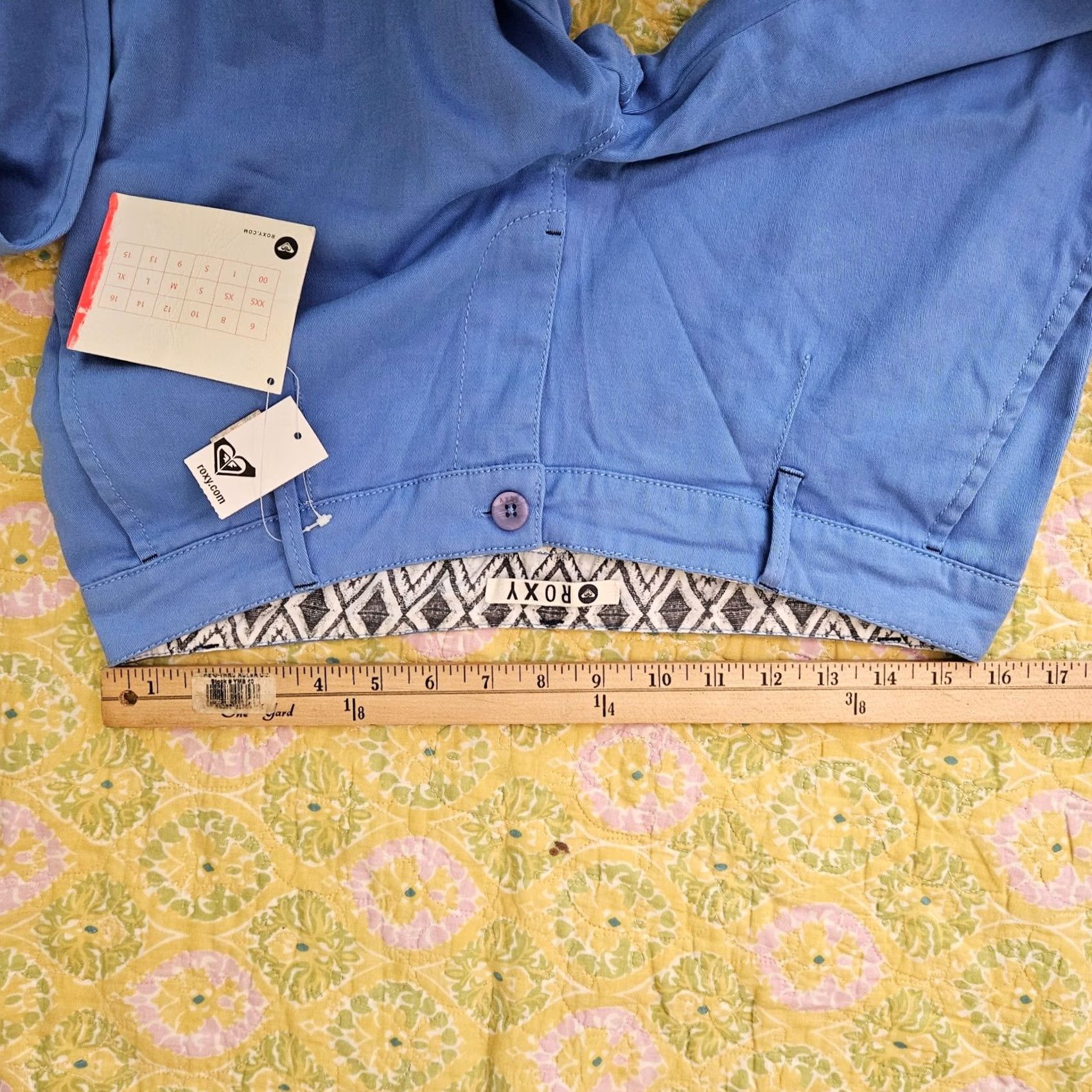 Vintage ROXY Womens Azure Blue Cotton Chino Pants Regular Size 12 New Pants Women Blue Chino Casual 12 Mens Womens Girls Size 34" / US 12 / IT 48 - 3 Thumbnail