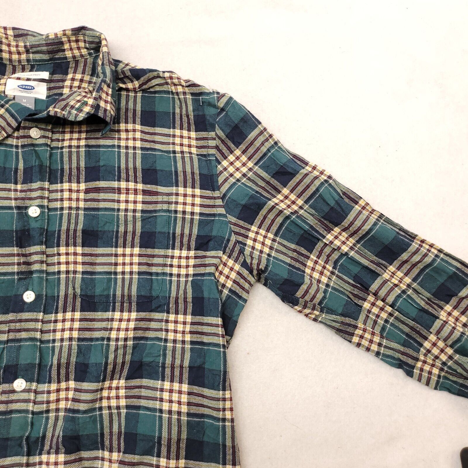 Old Navy Old Navy Madras Flannel Shirt Mens Size Medium Green Yellow Size US M / EU 48-50 / 2 - 5 Thumbnail
