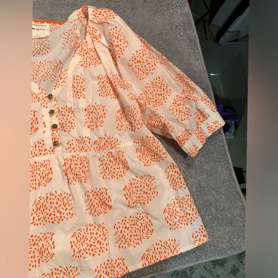 Anthropologie Anthropologie Blouse Orange Woman PP Petites White and Orange SP Moglea The art of Anthropologie Size XXS / US 00 / IT 34 - 4 Thumbnail