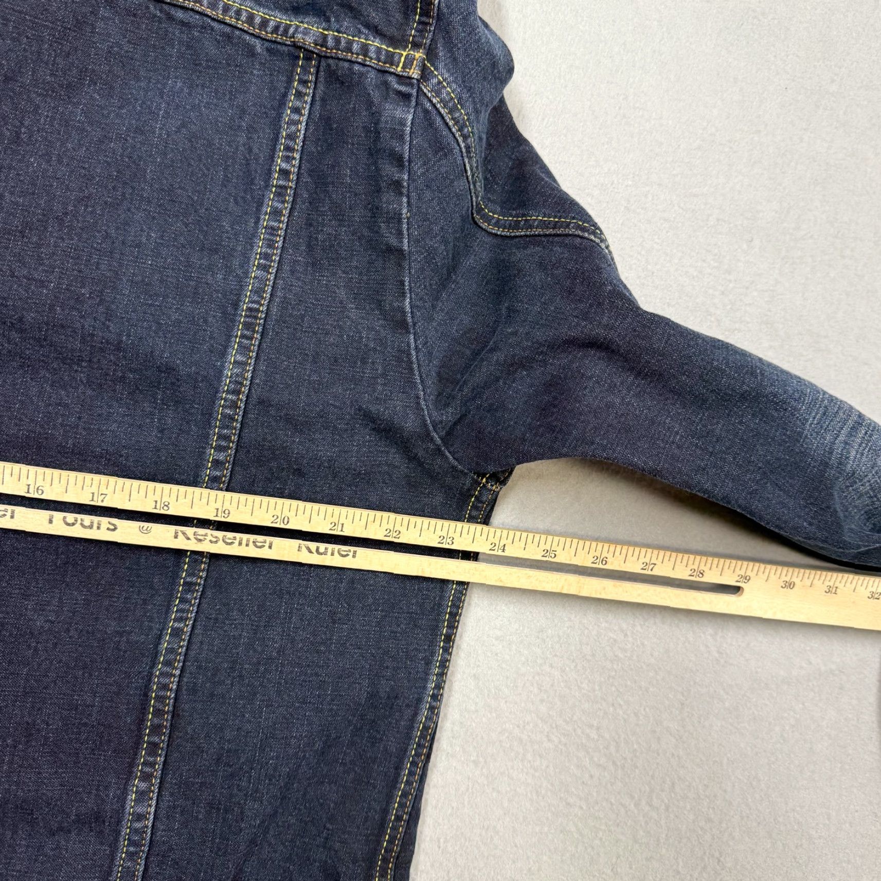 Denime Tommy Jeans Jacket Mens XL Blue Denim Bomber Button Front Casual Logo Trucker Size US 36 / EU 52 - 6 Thumbnail