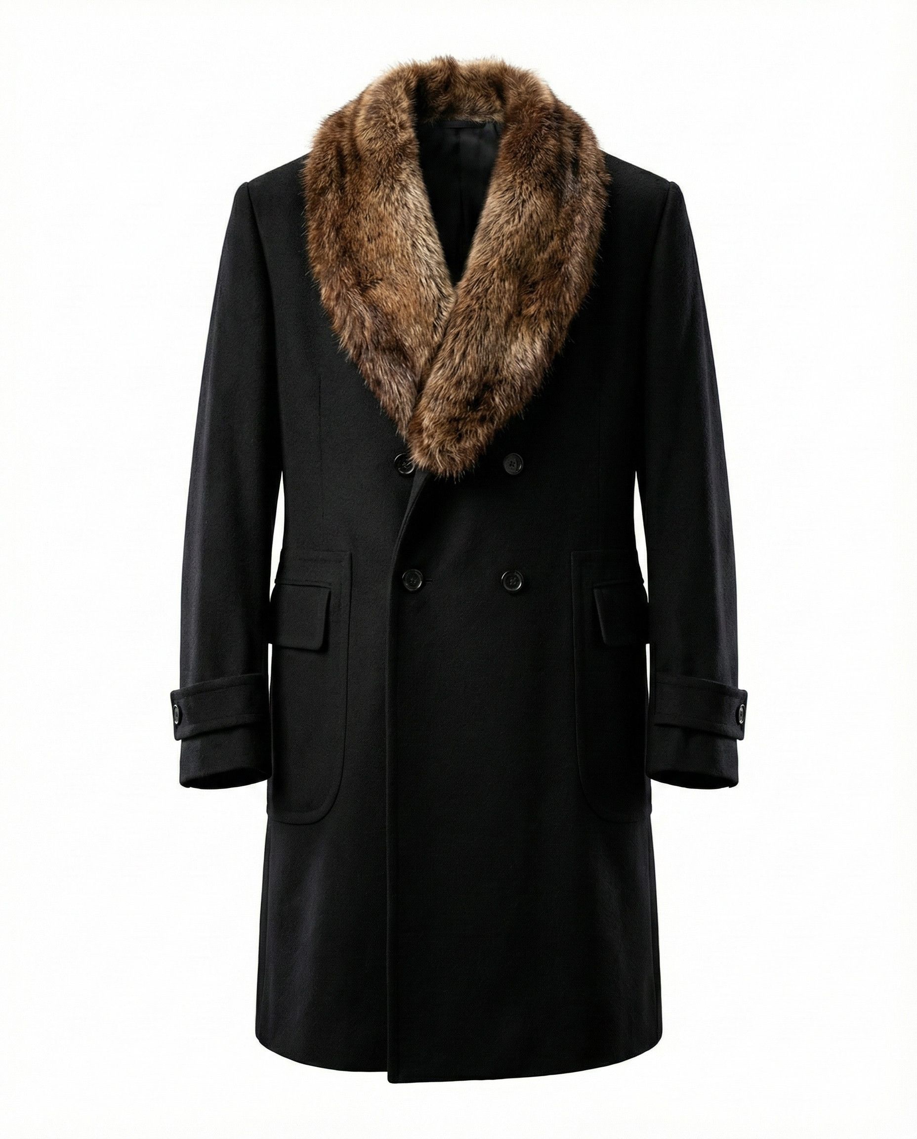 AW08 Gucci by Tom Ford Cashmere Coat with Fur Collar
