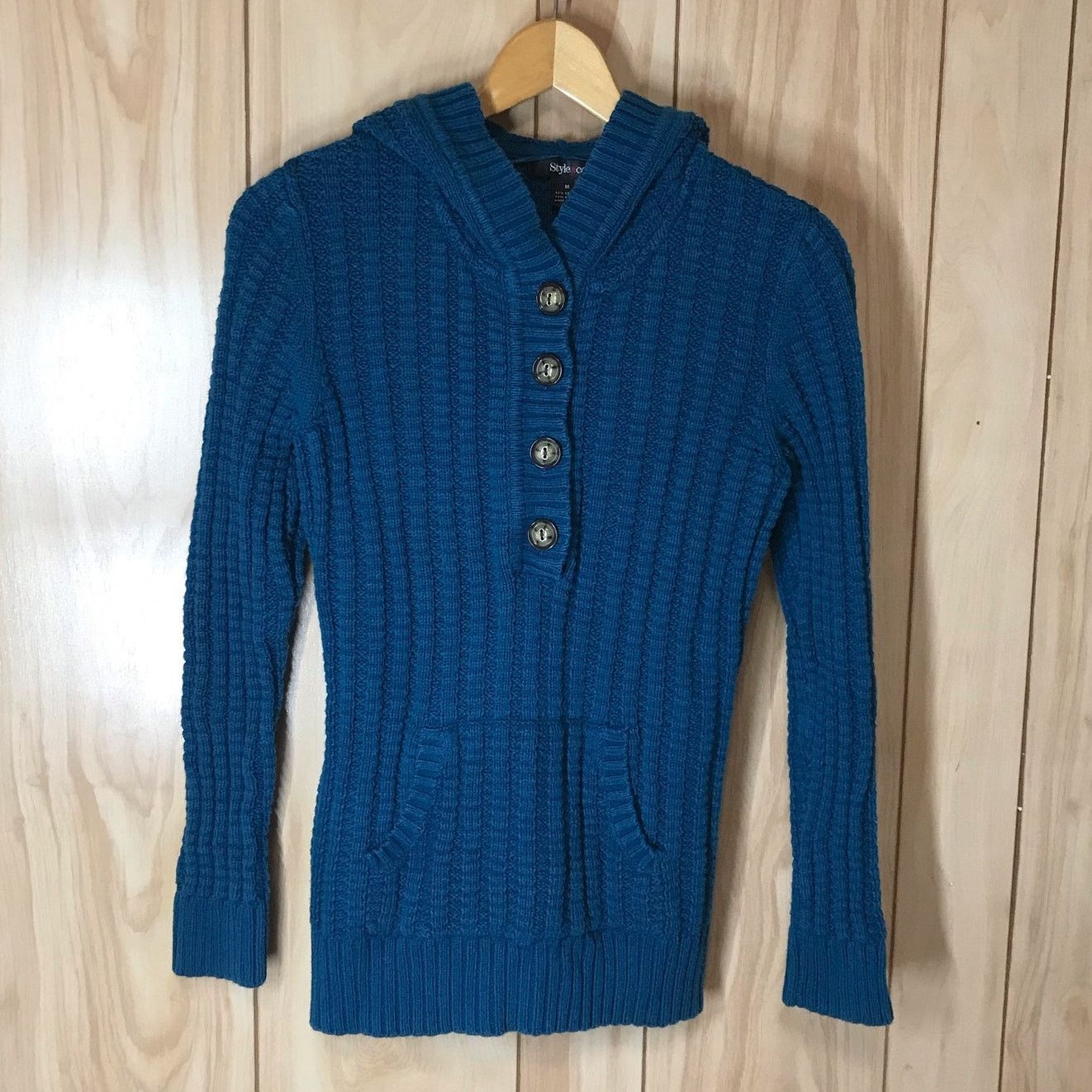 Other Style & Co V-Neck Long Sleeve Ribbed Hoodie Sweater M Size M / US 6-8 / IT 42-44 - 1 Thumbnail