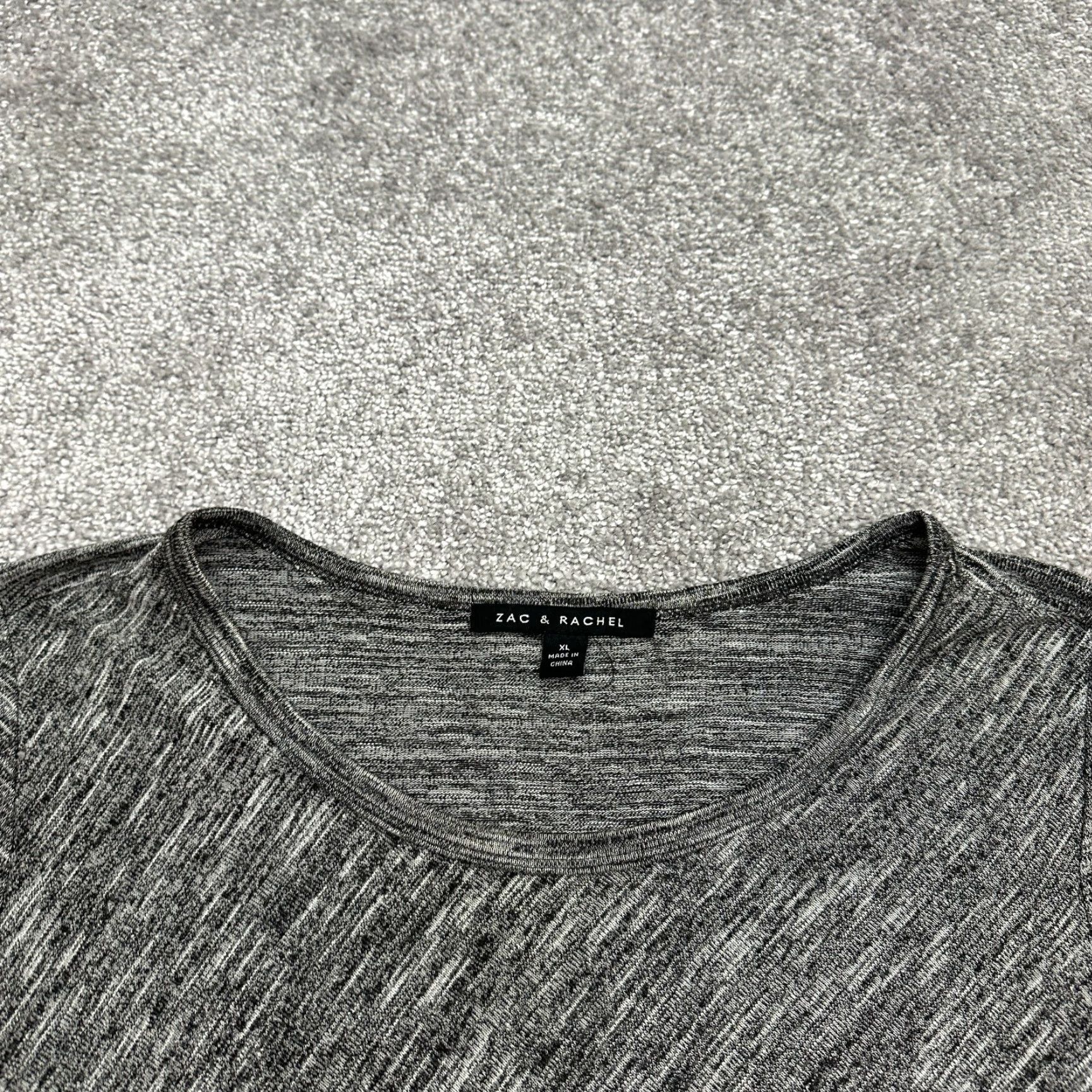 Vintage Zac & Rachel Sweater Pullover Womens XL Gray Round Neck Lightweight Stretch Knit Size XL / US 12-14 / IT 48-50 - 3 Thumbnail