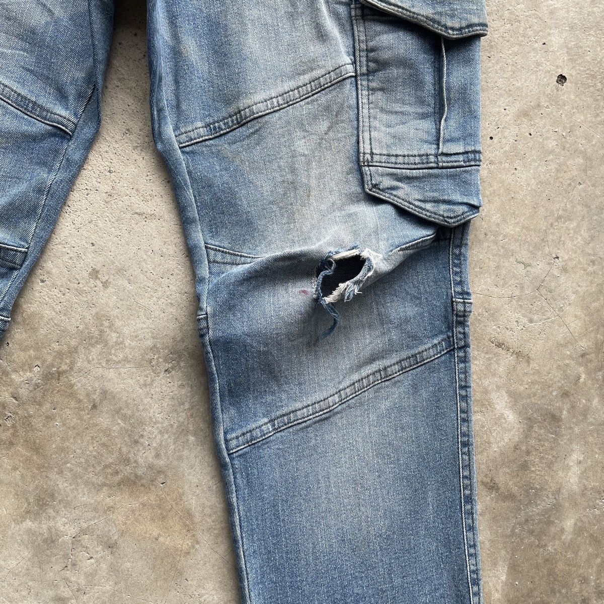 Japanese Brand Japanese Brand Double Knee Cargo Denim Workwear Pants Faded Size US 33 - 6 Thumbnail