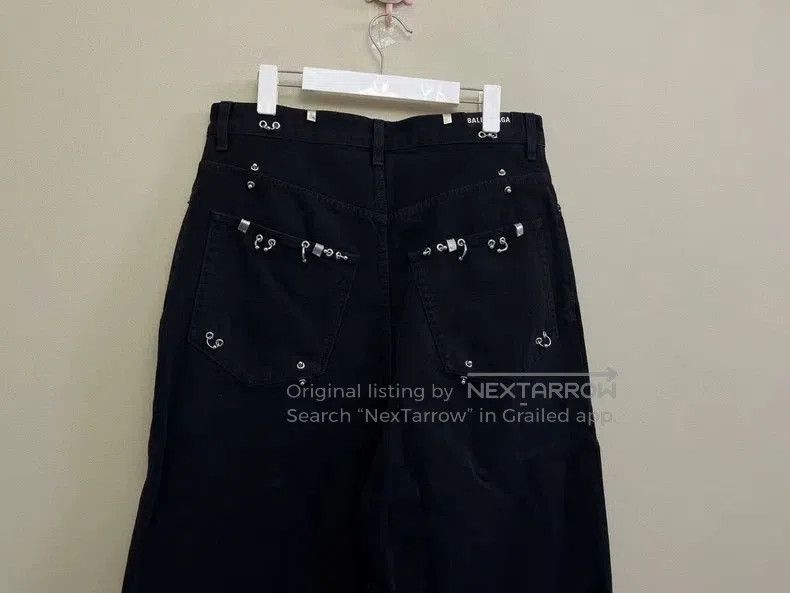 Balenciaga BALENCIAGA Black Metal Pierced Full Logo Jeans M Waist 4. Size US 31 - 6 Thumbnail