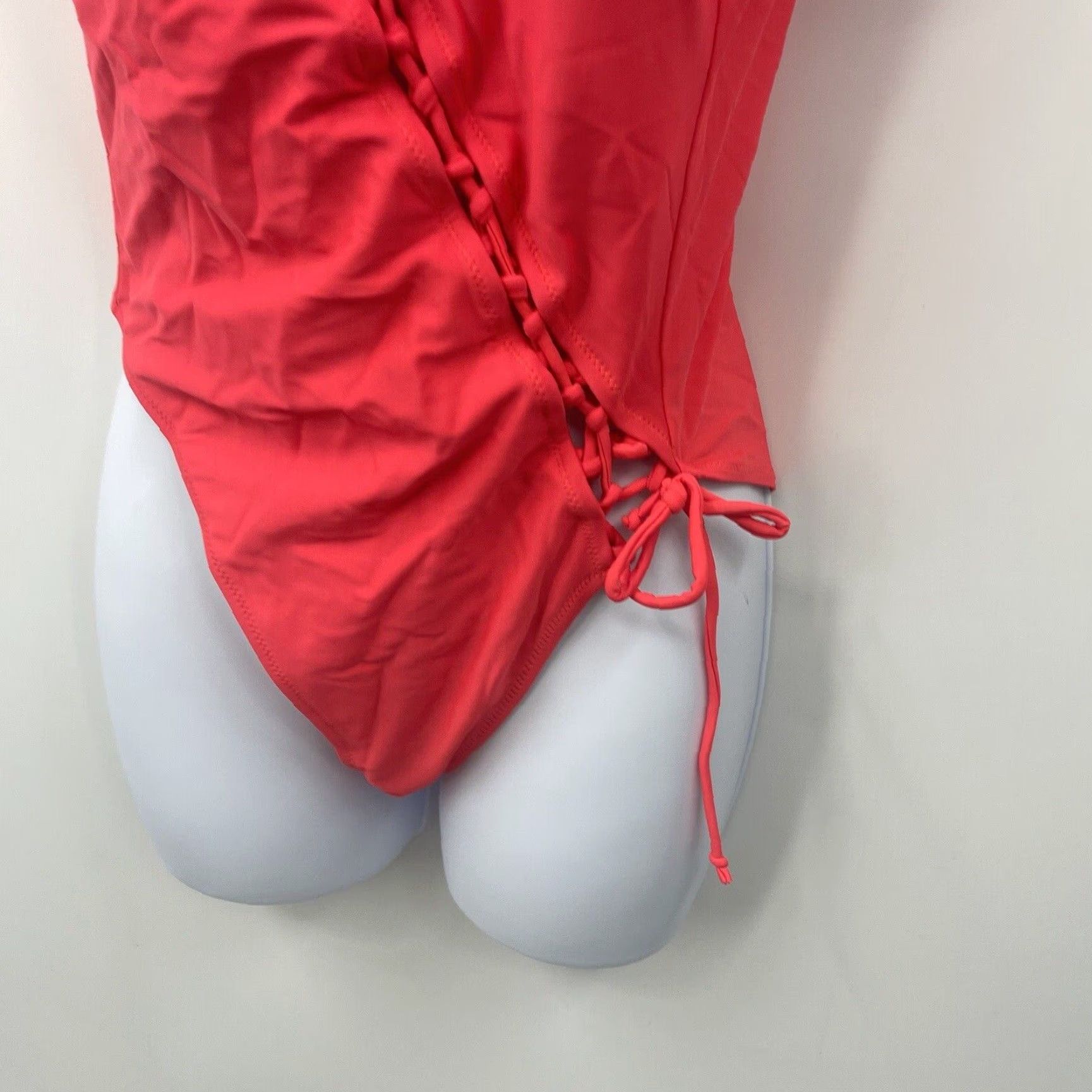 Vintage Uptown Bombshell One Piece Swim Suit Womens L Red Corset Lace Up Pinup Retro Beach Size L / US 10 / IT 46 - 7 Thumbnail