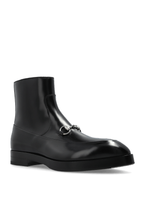 Gucci o1loc1c0426 823583 Men's Ankle Boots With Horsebit in Black Size US 10 / EU 43 - 4 Thumbnail