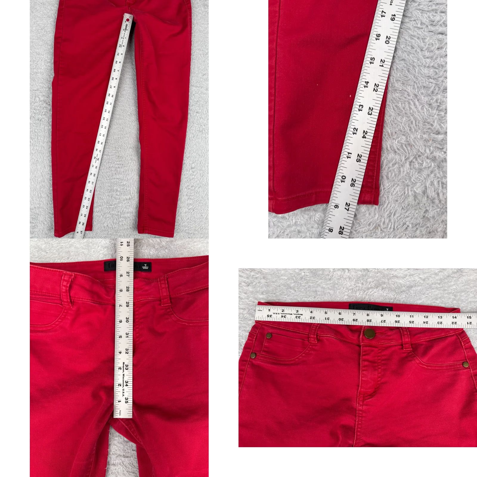 Vintage Tinseltown Juniors 7 Red Denim Jeans Skinny Mid Rise 29x27 Womens Size 28" / US 6 / IT 42 - 8 Thumbnail