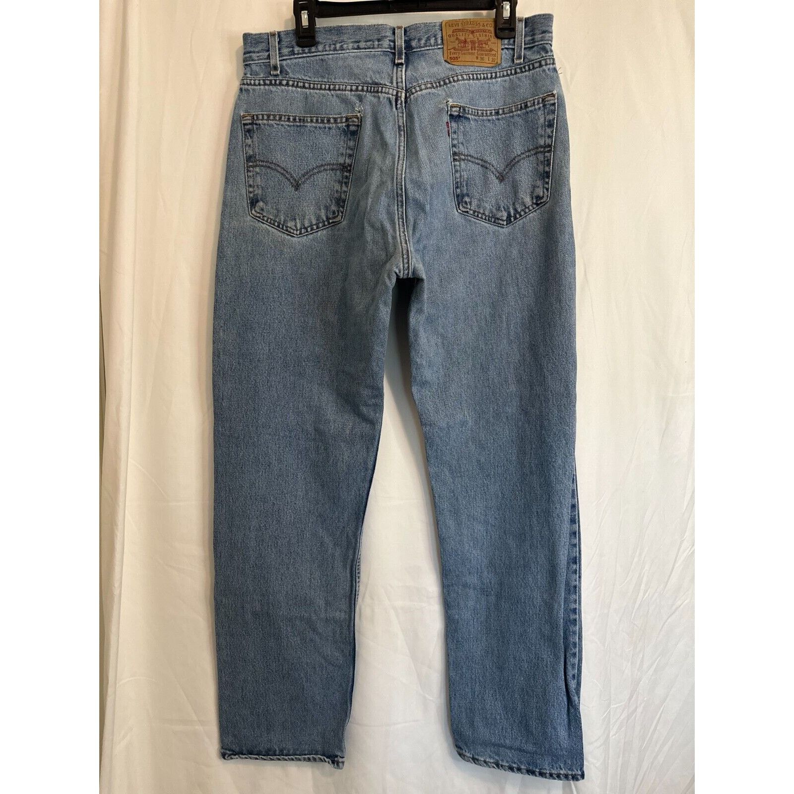 Levi's Levis 505 Straight Leg 36x32 Blue Jeans Mild Distress 90sVTG Size US 36 / EU 52 - 10 Thumbnail