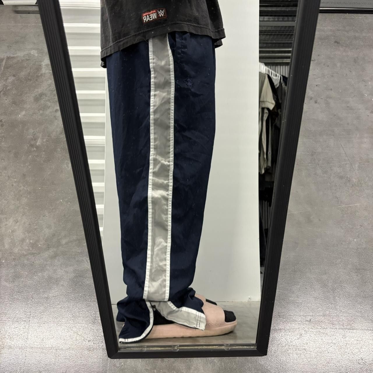 Starter Crazy Vintage Y2K/2000s Baggy Navy Blue Silver Striped Skater Starter Trackpants! Size US 34 / EU 50 - 1 Thumbnail