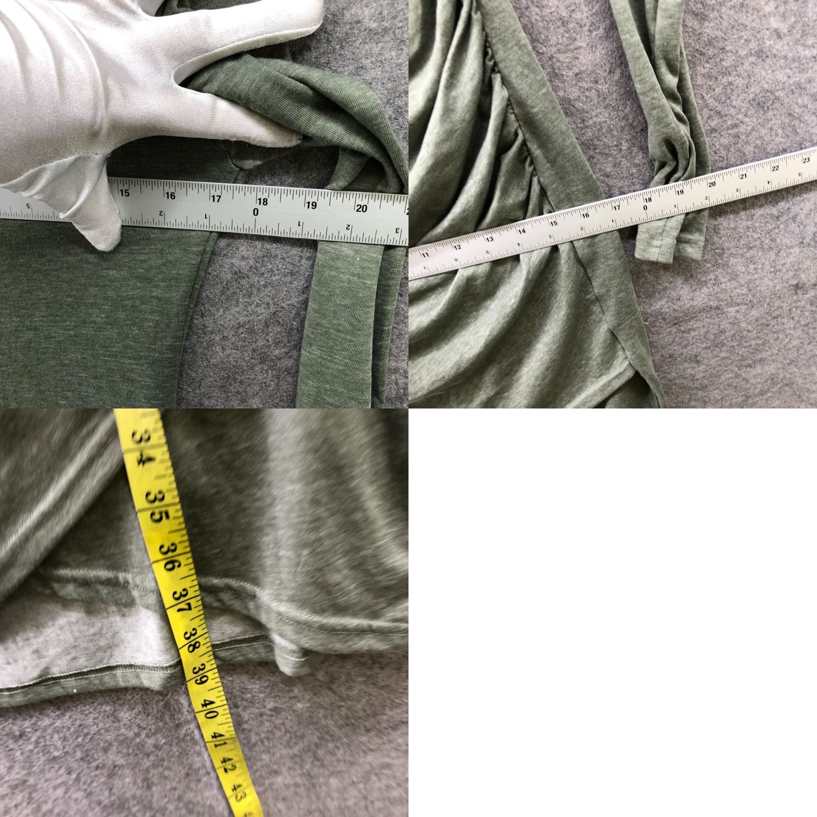 Vintage Leith Bodycon Mini T Shirt Dress Womens M Green Long Sleeve Crew Neck Ruched Casual Cotton Blend Knit Polyester Size M / US 6-8 / IT 42-44 - 8 Thumbnail