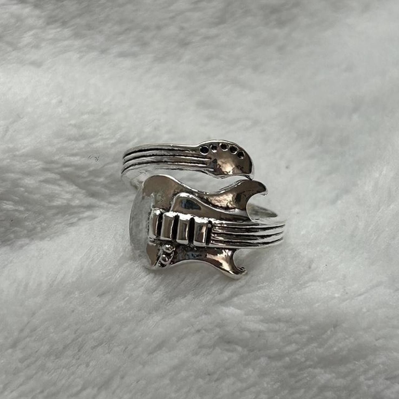 Jewelry Silver Cool Open Ring, Rock Music Guitar Ring -RGN Size ONE SIZE - 2 Thumbnail