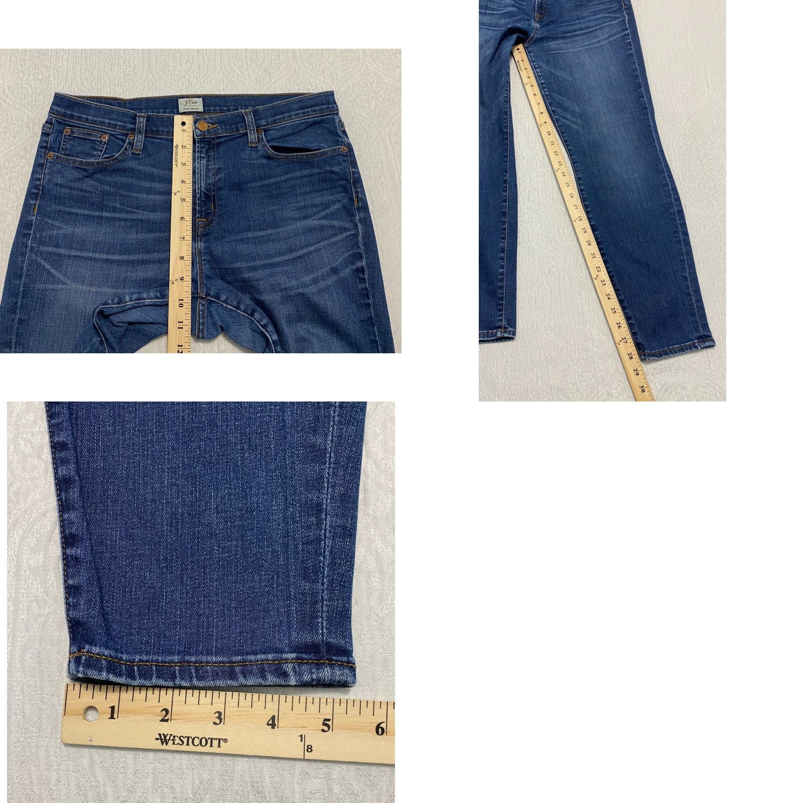 J.Crew J. Crew Jeans Women J.CREW Toothpick Skinny 5-Pocket Denim Blue Size 32 Medium Wash Stretch Womens Regular Size 24" / US 00 / IT 34 - 8 Thumbnail