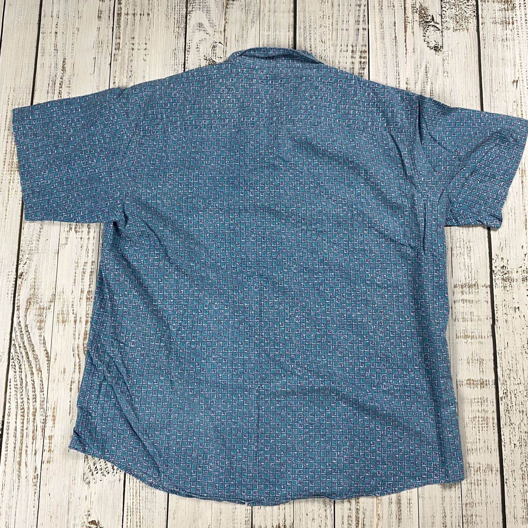Vintage VINTAGE L.L. Bean Hawaiian Shirt Button-Up - Teal Cotton, Short Sleeve, Floral, Big & Tall XLT Mens Size US XL / EU 56 / 4 - 5 Thumbnail