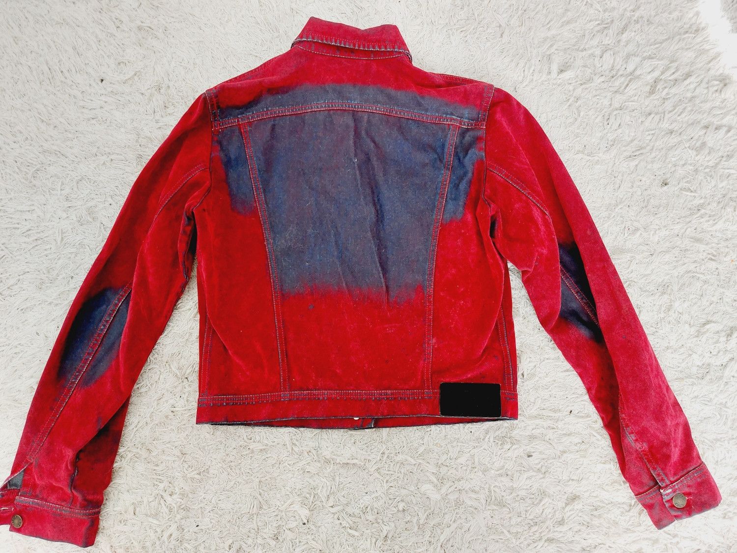 plein sud Plein Sud Red Blood Velvet Shadow Tar Denim Jacket Size M / US 6-8 / IT 42-44 - 10 Thumbnail