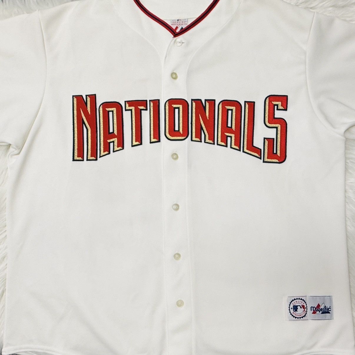 Majestic Vintage Washington NATIONALS White Jersey - 2XL Made in USA Size US XXL / EU 58 / 5 - 2 Thumbnail