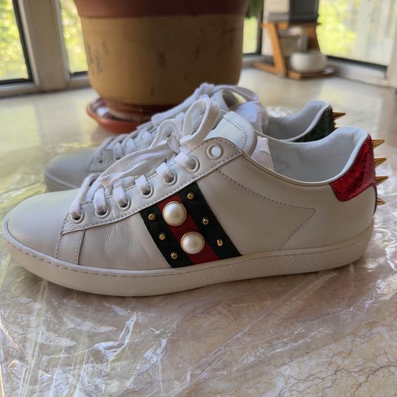 Gucci Gucci Ace Leather Studded Fashion Sneakers for Women 0079 Size US 6.5 / IT 36.5 - 1 Thumbnail