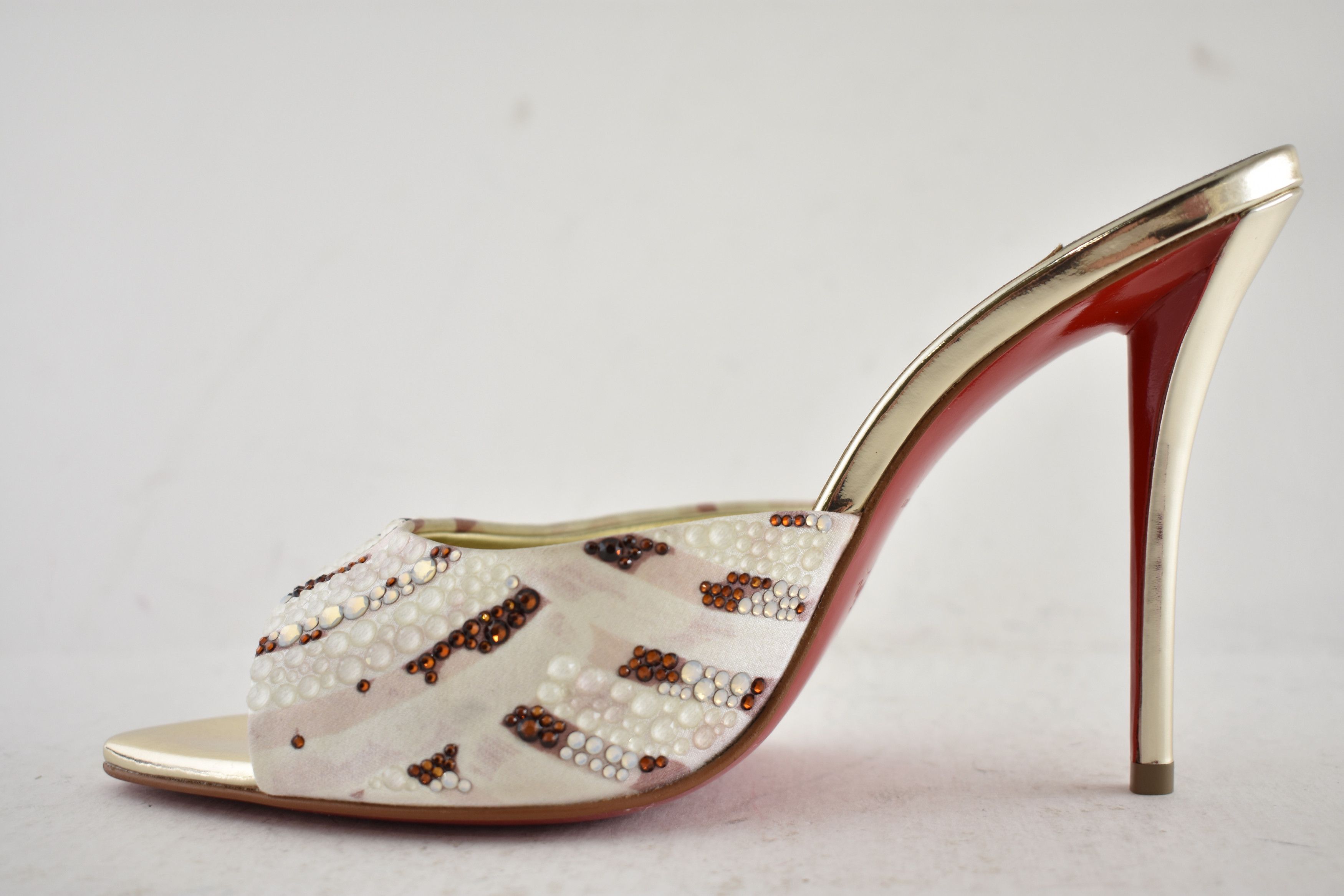 Christian Louboutin Miss Z Mule Gaagal Strass 100 Backless Sandal Heel Pump 37 Size US 7 / IT 37 - 18 Thumbnail