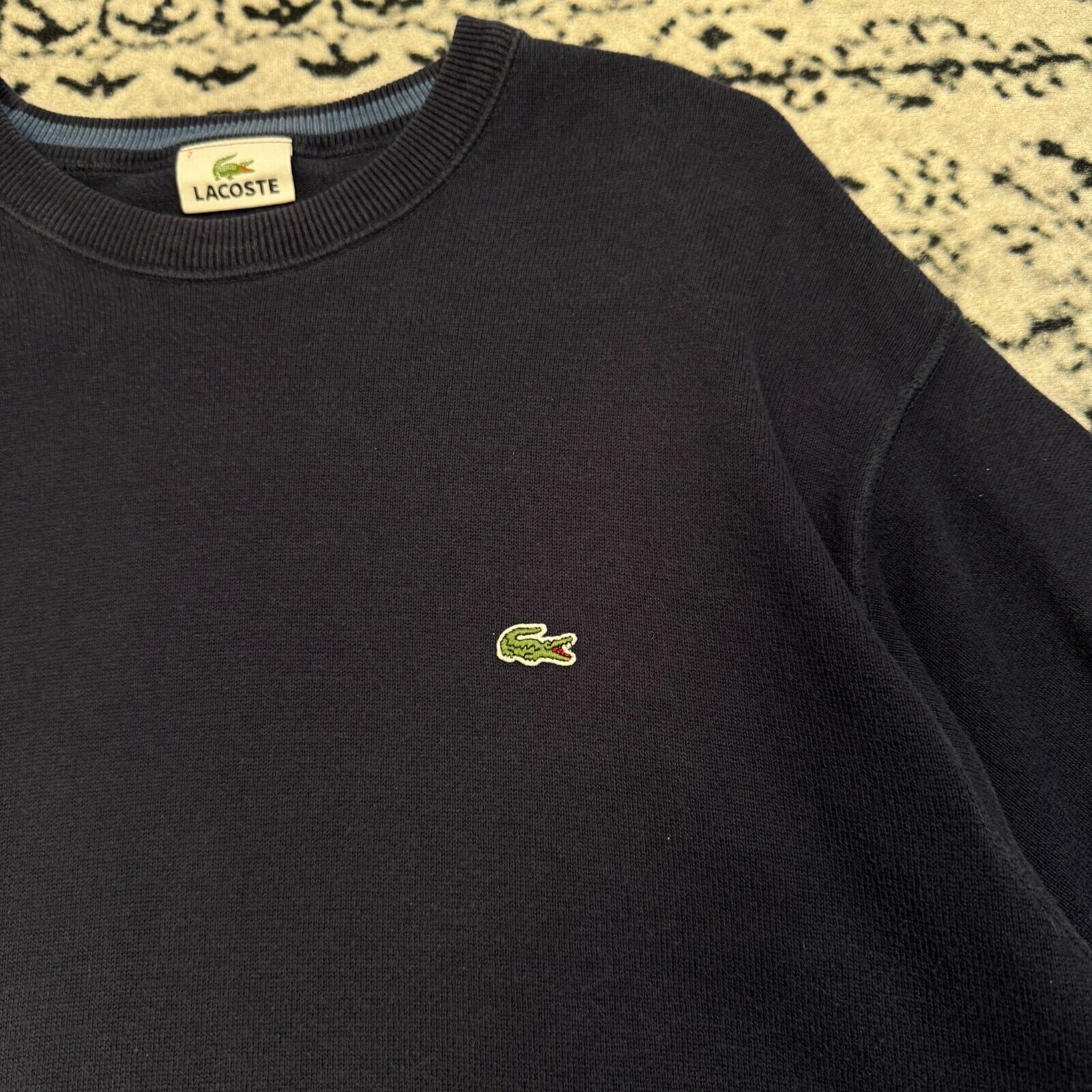 Lacoste × Vintage Vintage Lacoste Unisex Navy Blue Cotton Sweater Size L Size US L / EU 52-54 / 3 - 7 Thumbnail