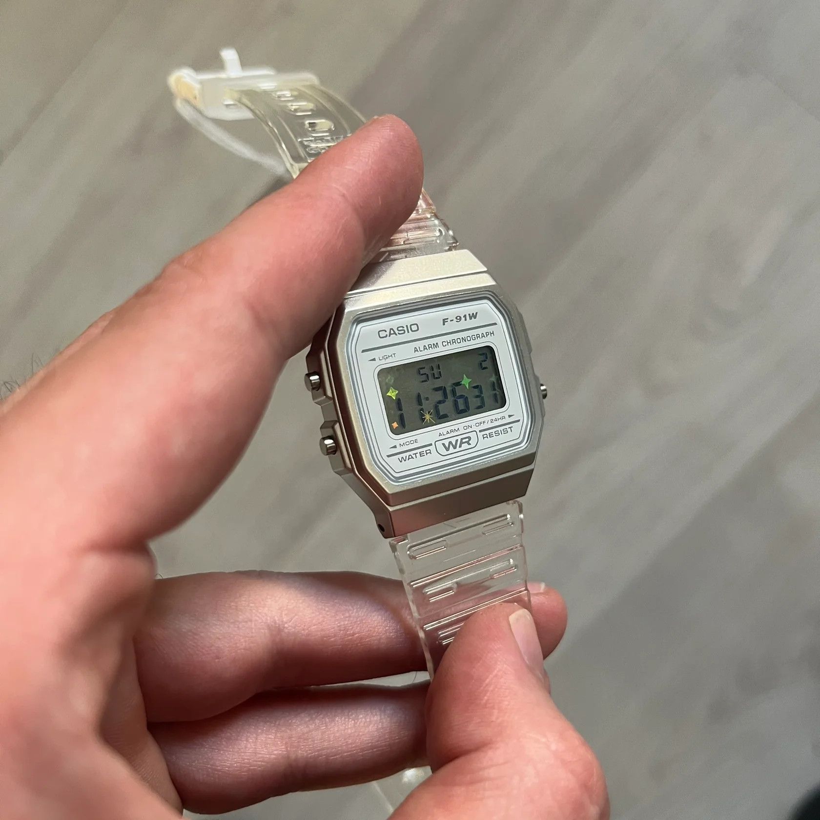 Casio Casio F-91W "Holo Stars" Clear Digital Watch Size ONE SIZE - 7 Thumbnail