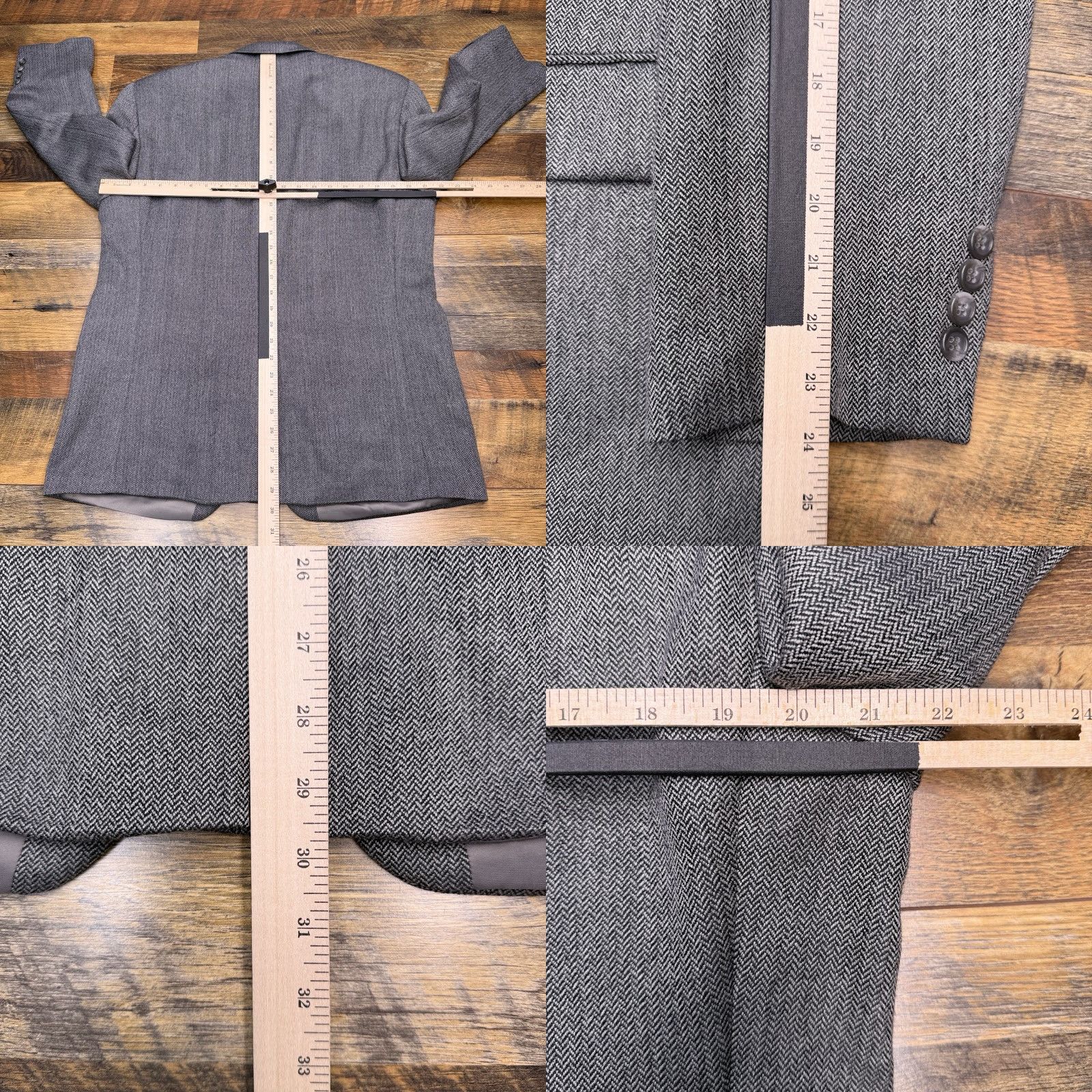 Ralph Lauren Lauren Ralph Lauren Blazer Sport Coat Jacket Short Gray Tweed Herringbone Wool 42 Regular Men's Size US 42 / EU 58 - 9 Thumbnail