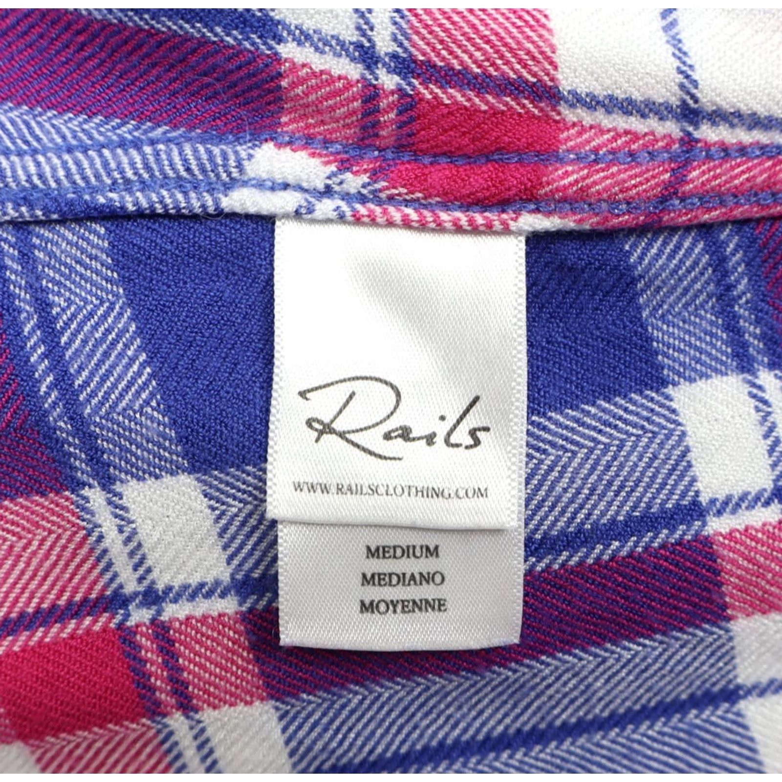 Rails Rails Button-Down Shirt Women M Plaid Rayon Blue Pink Henley? Size M / US 6-8 / IT 42-44 - 5 Thumbnail