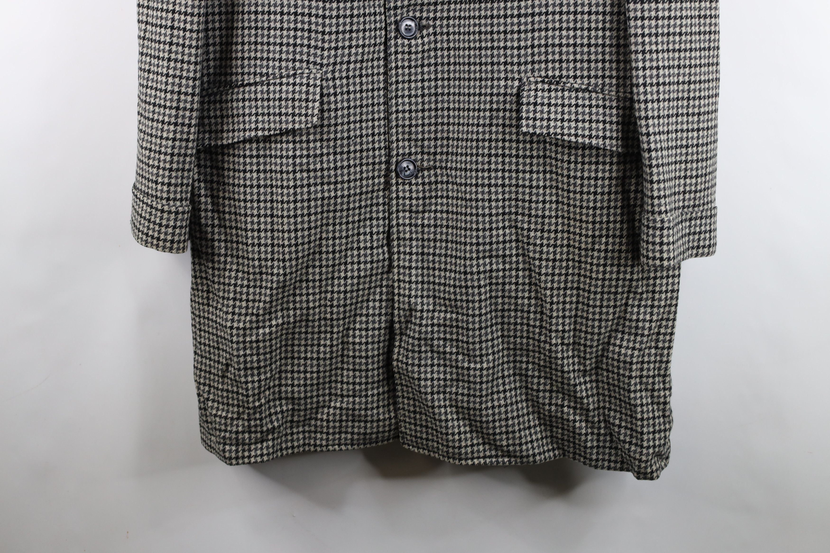 Vintage Vintage 50s Rockabilly Wool Houndstooth Overcoat Jacket USA Size US XL / EU 56 / 4 - 3 Thumbnail