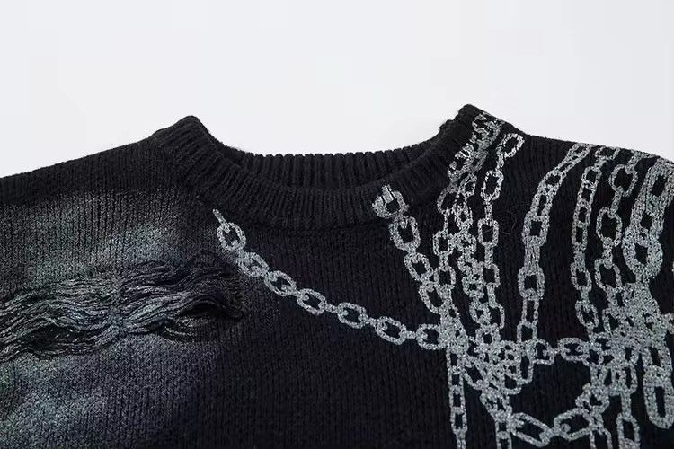 Other Gothic Punk Chain Printed Knitted Sweater Pullover Size US S / EU 44-46 / 1 - 11 Thumbnail