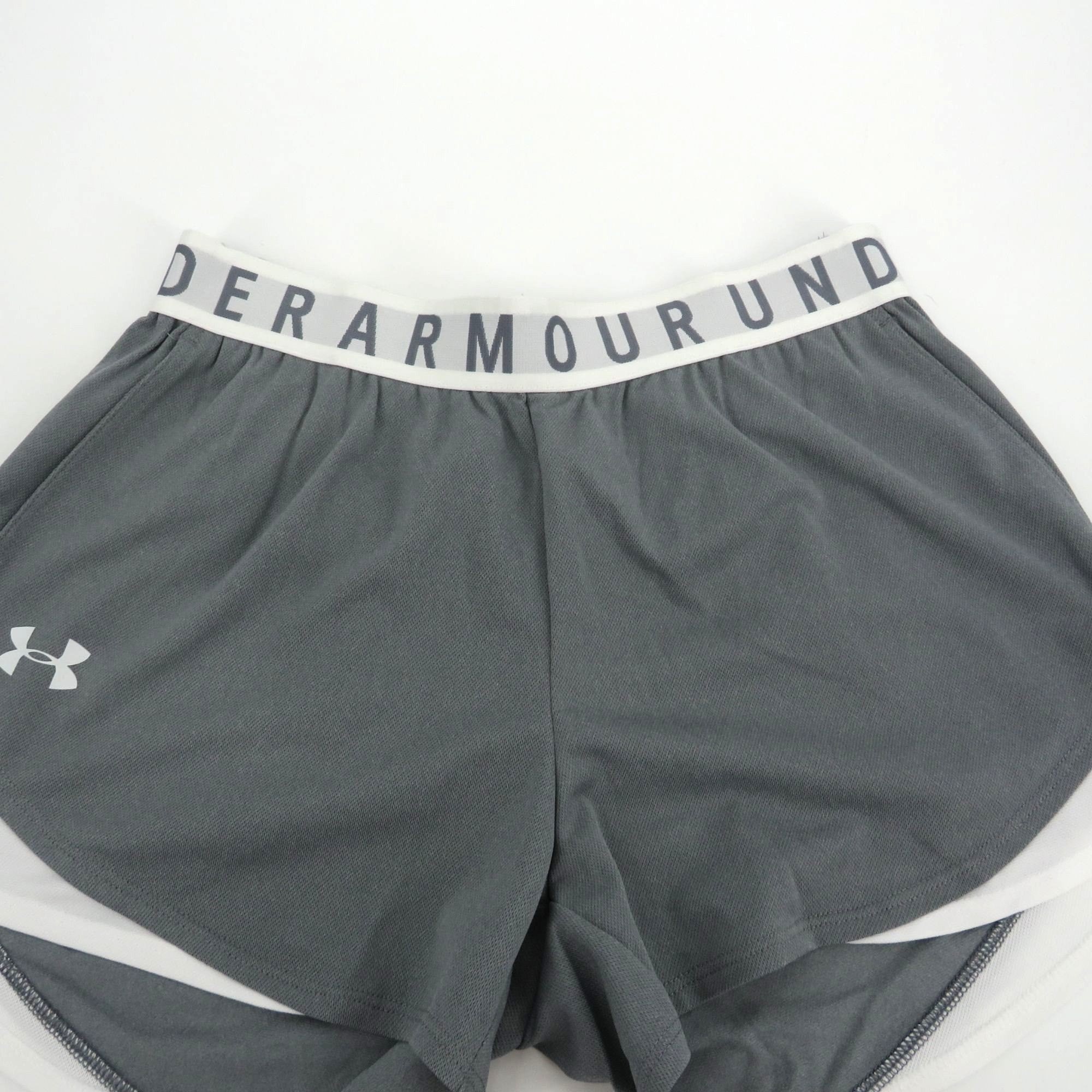 Under Armour Under Armour Women's Small Grey & White Running Shorts NWT $ Size 26" / US 2 / IT 38 - 3 Thumbnail