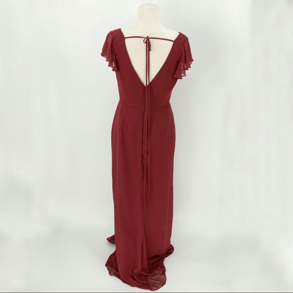 After Six After Six V Neck Burgundy Ruffle Evening Gown Size 6 NWT Size M / US 6-8 / IT 42-44 - 7 Thumbnail