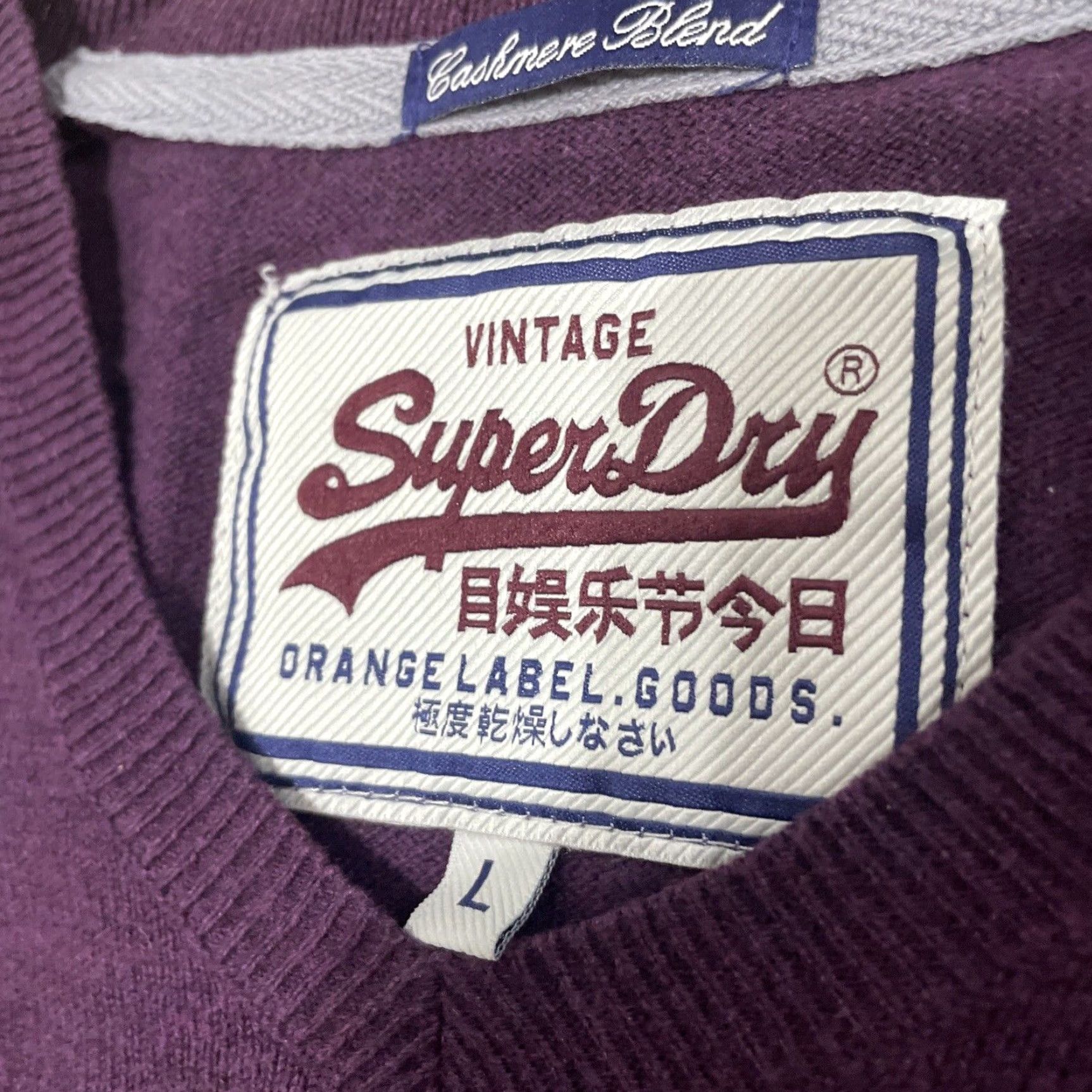 Superdry SUPERDRY Sweater Men L Maroon Red Cashmere Blend VNeck Pullover Logo Streetwear Size US L / EU 52-54 / 3 - 5 Thumbnail