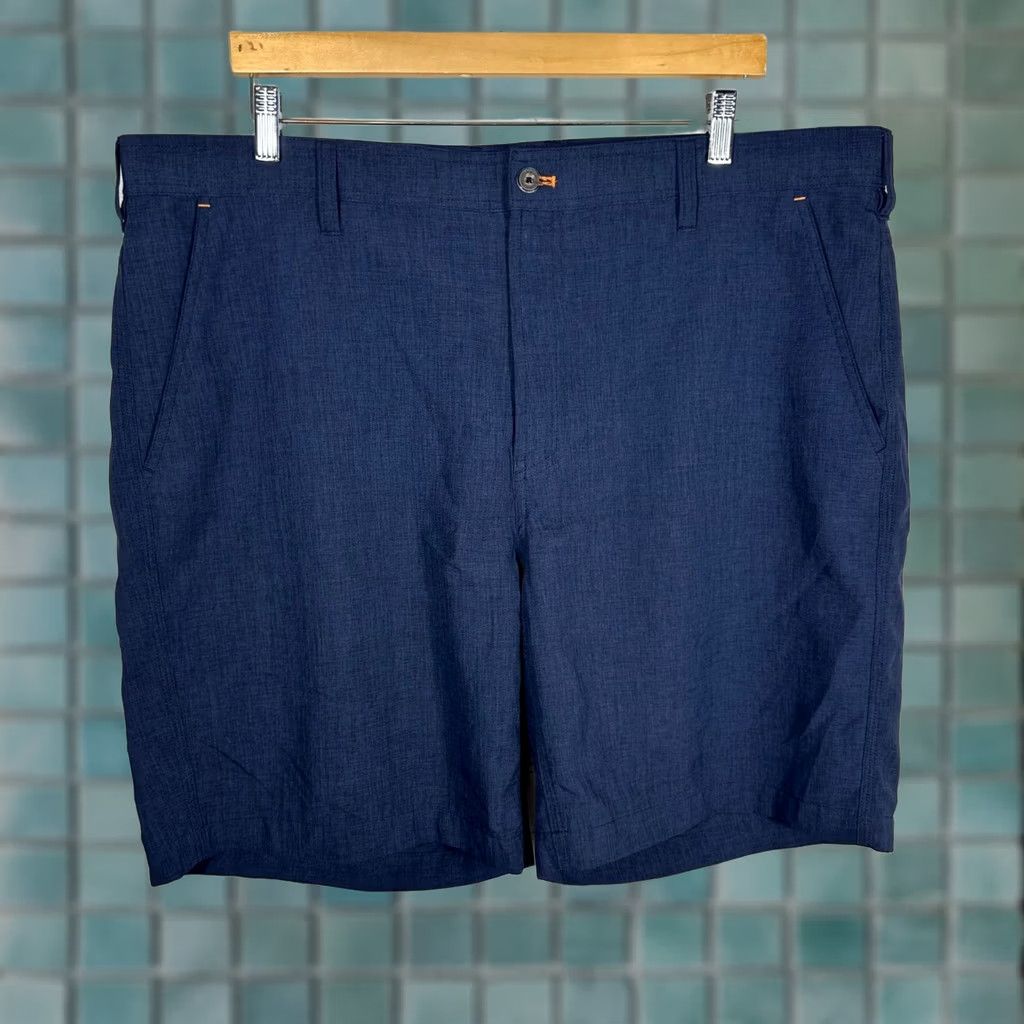 Orvis Orvis Mens Performance Shorts Size 42 Navy Blue Heathered Flat Front Size US 41 - 1 Thumbnail