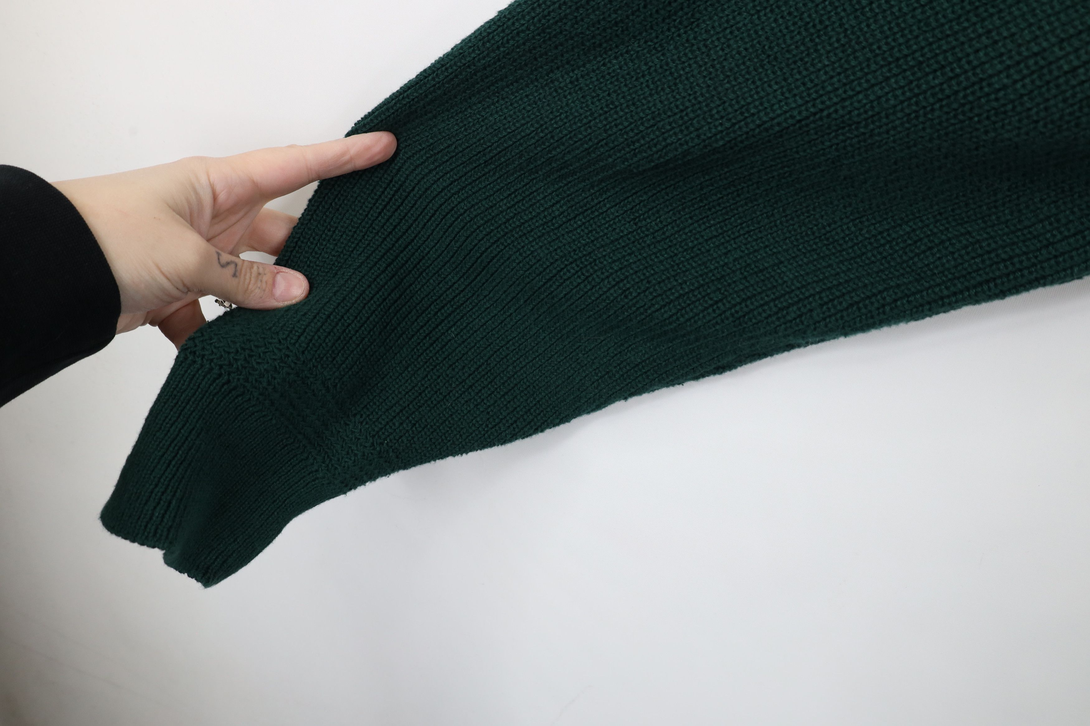 L.L. Bean × Vintage Vintage 90s LL Bean Ribbed Knit Henley Sweater Green USA Size US XL / EU 56 / 4 - 6 Thumbnail