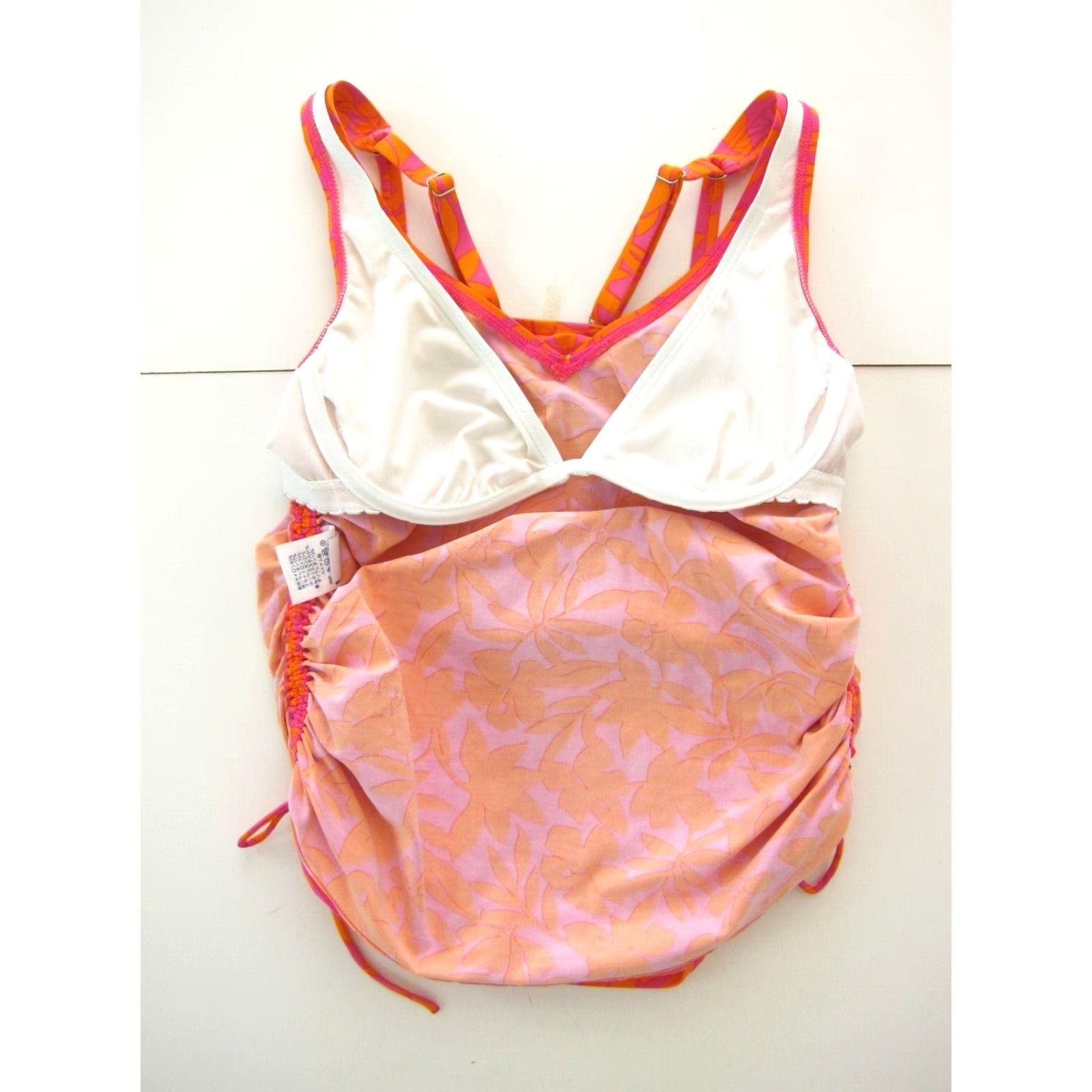 Lands' End Lands End Orange Pink Floral Built In Bra Tankini Swim Top Women Size 4 Size S / US 4 / IT 40 - 5 Thumbnail