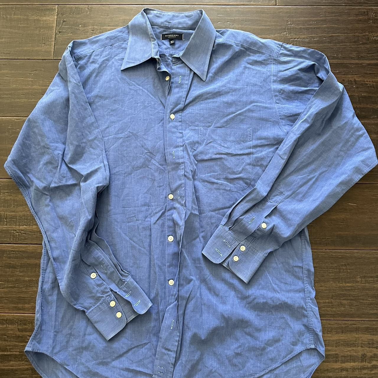 Vintage men’s blue Burberry London button down dress shirt.